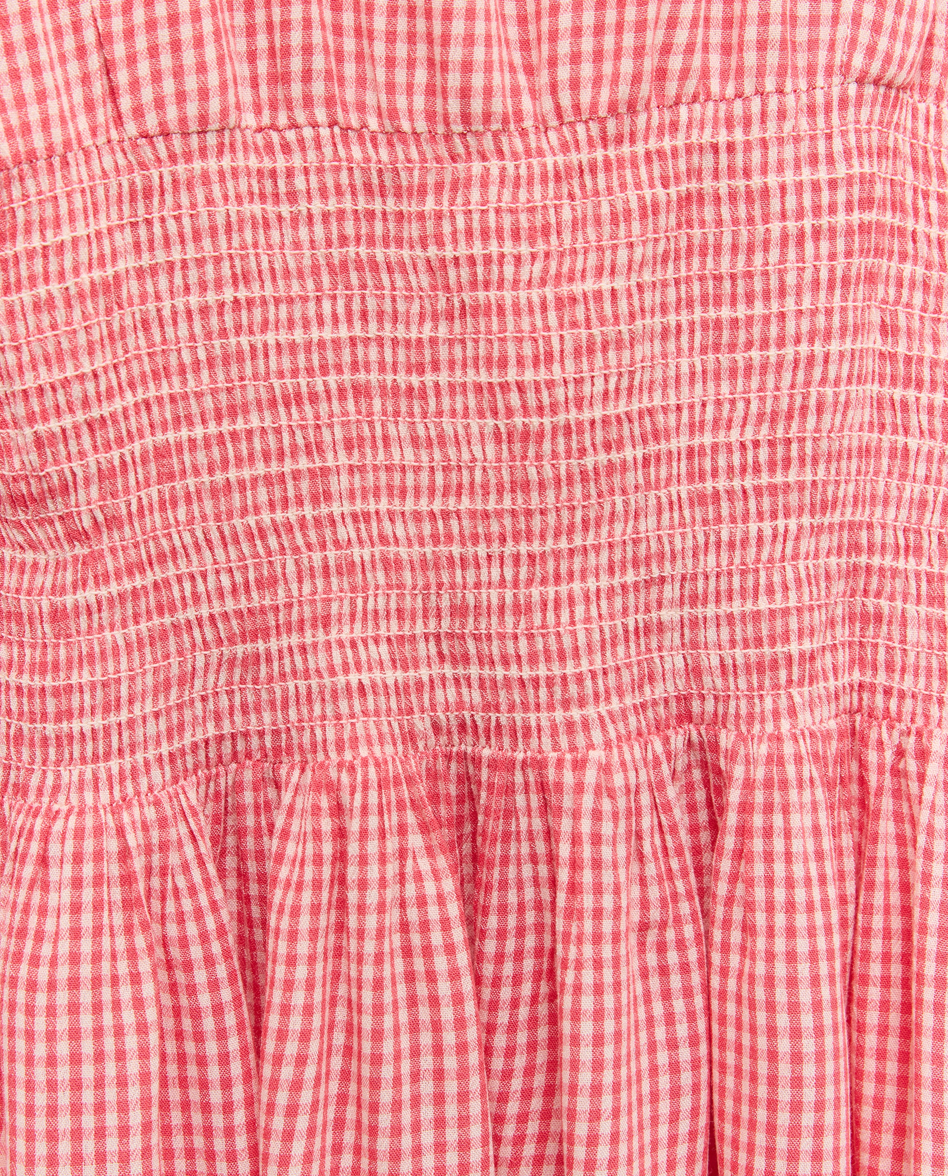 Vestido de Viscose com Manga Comprida, Smock na Cintura e Fantasia Vermelho-6