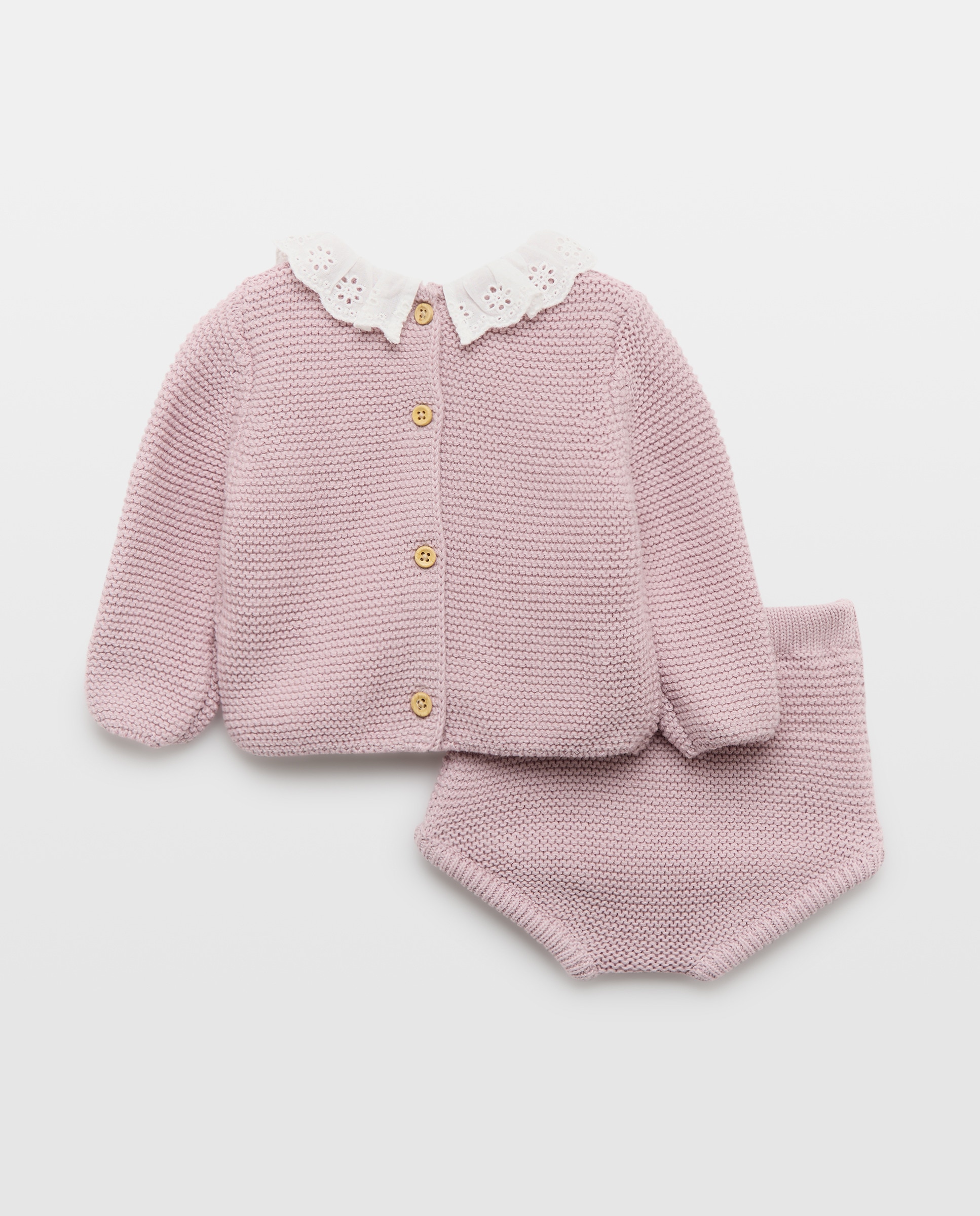 Conjunto 2 piezas de recién nacido tricot cuello 284 Lila-2
