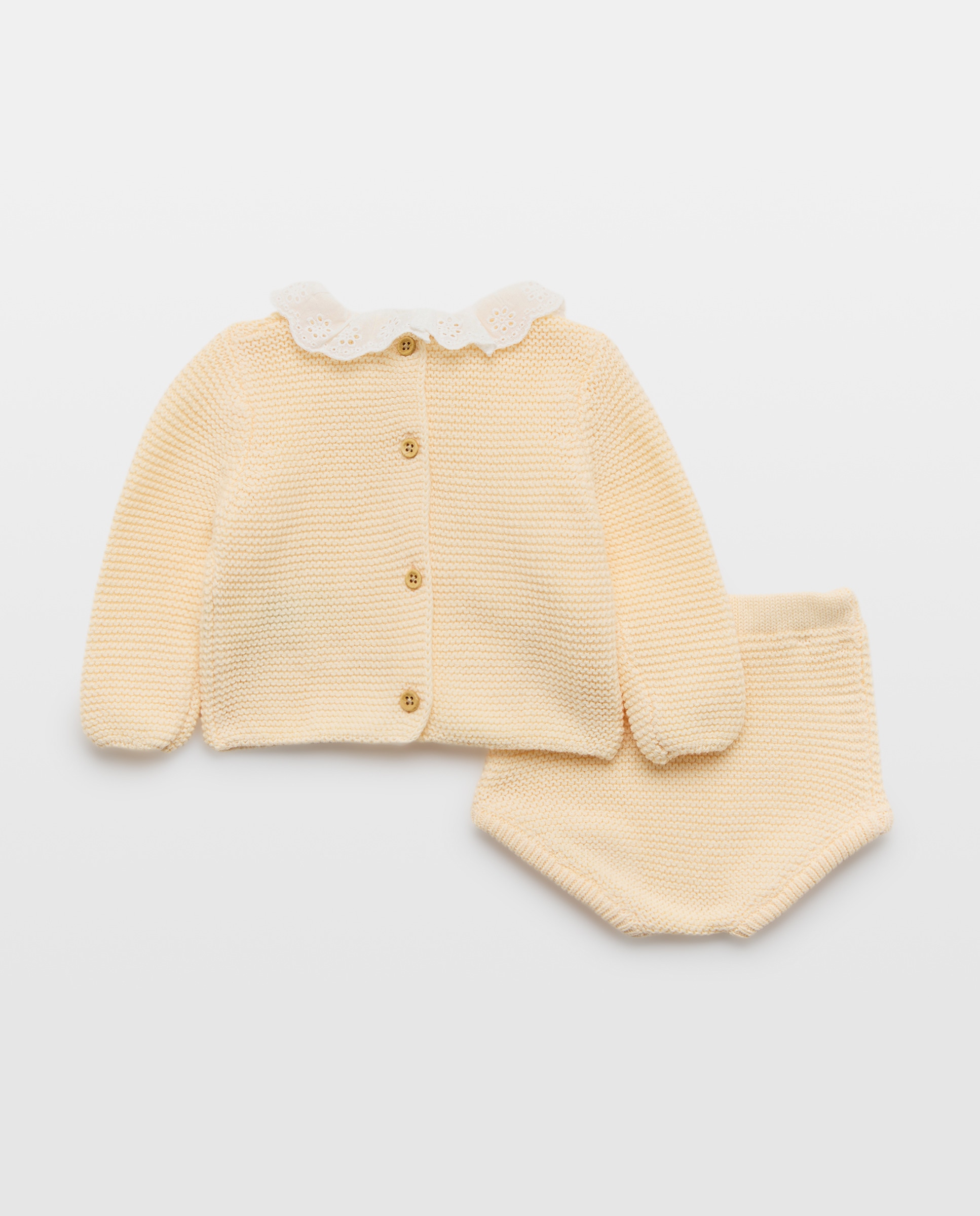 Conjunto 2 piezas de recién nacido tricot cuello 150 Vainilla-2