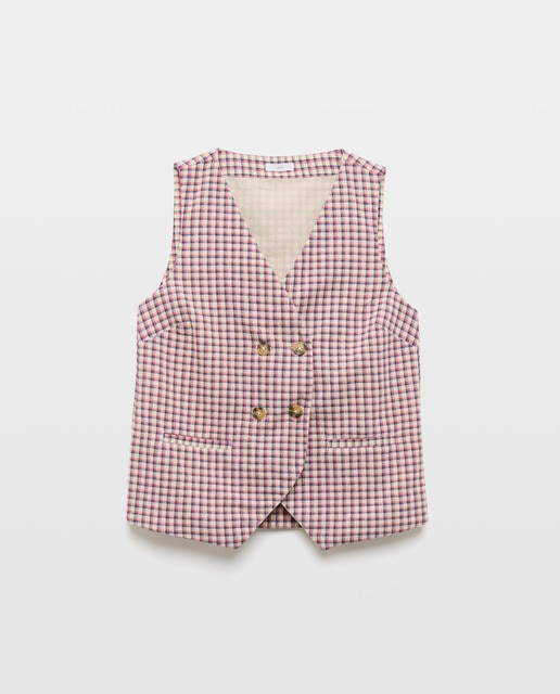 Imagen 0 de Chaleco de mujer de cuadros cruzado total look