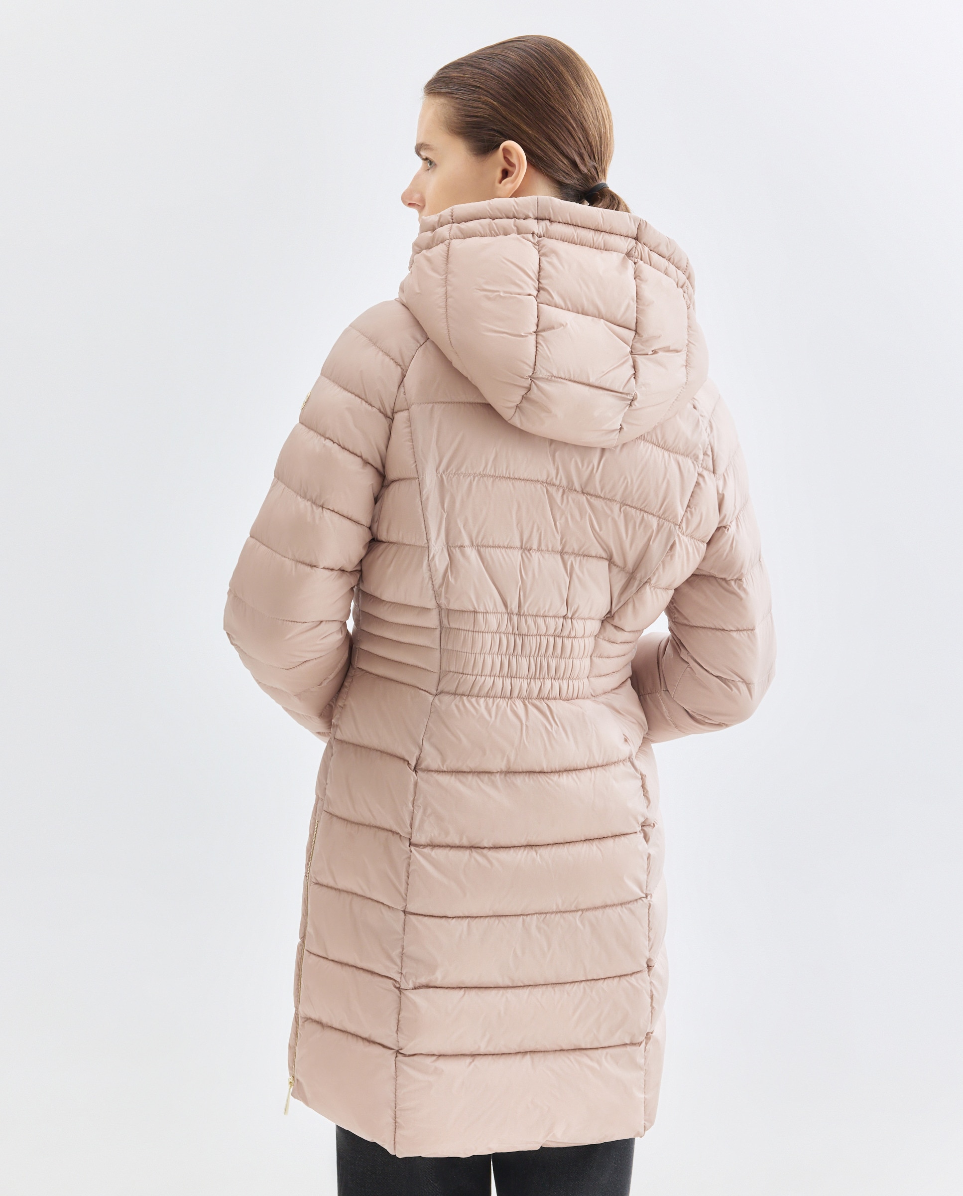 Blusão Acolchoado Comprido Fechado com Fecho de Correr Ouro-3