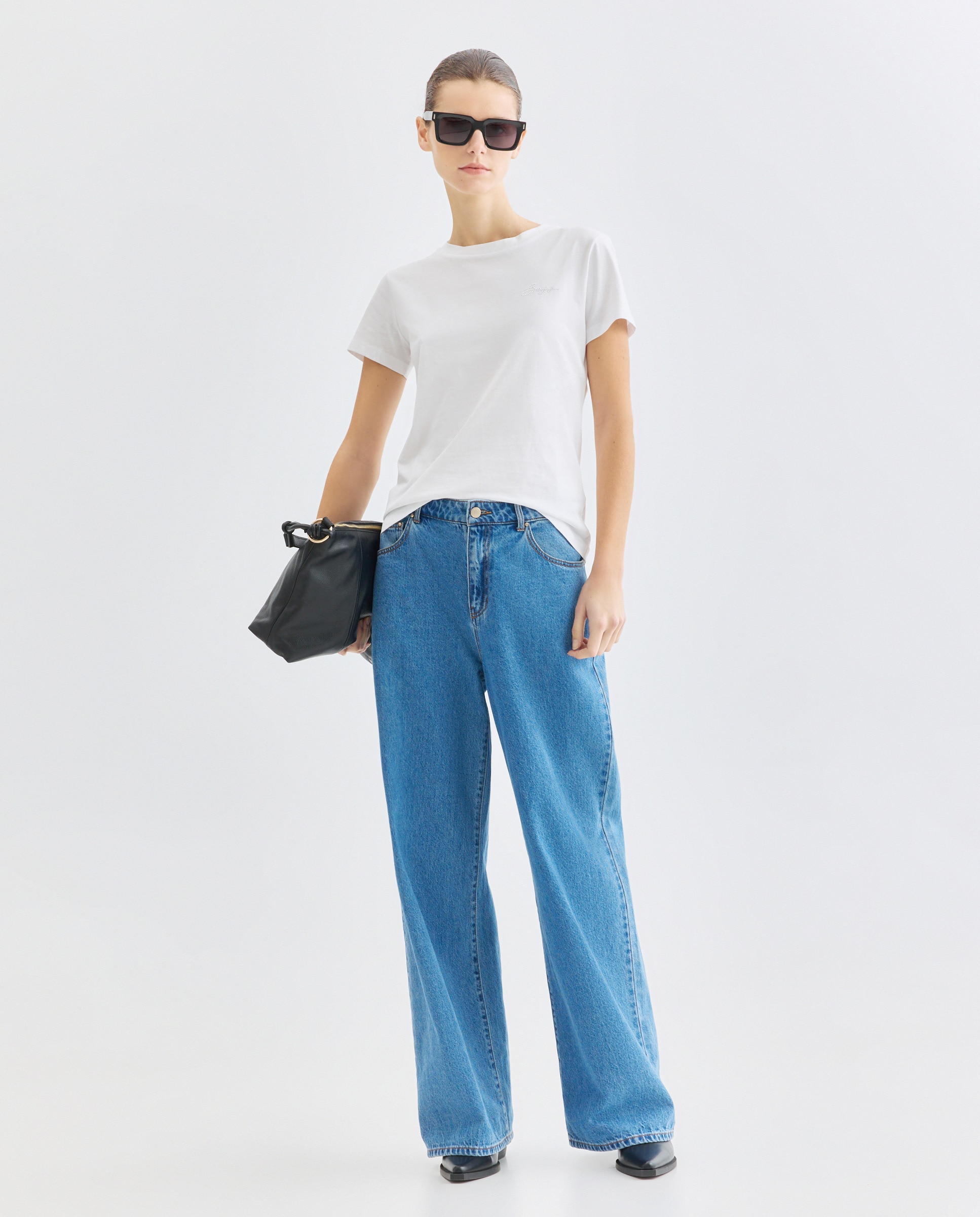 T-shirt de Algodão com Manga Curta Branco-2