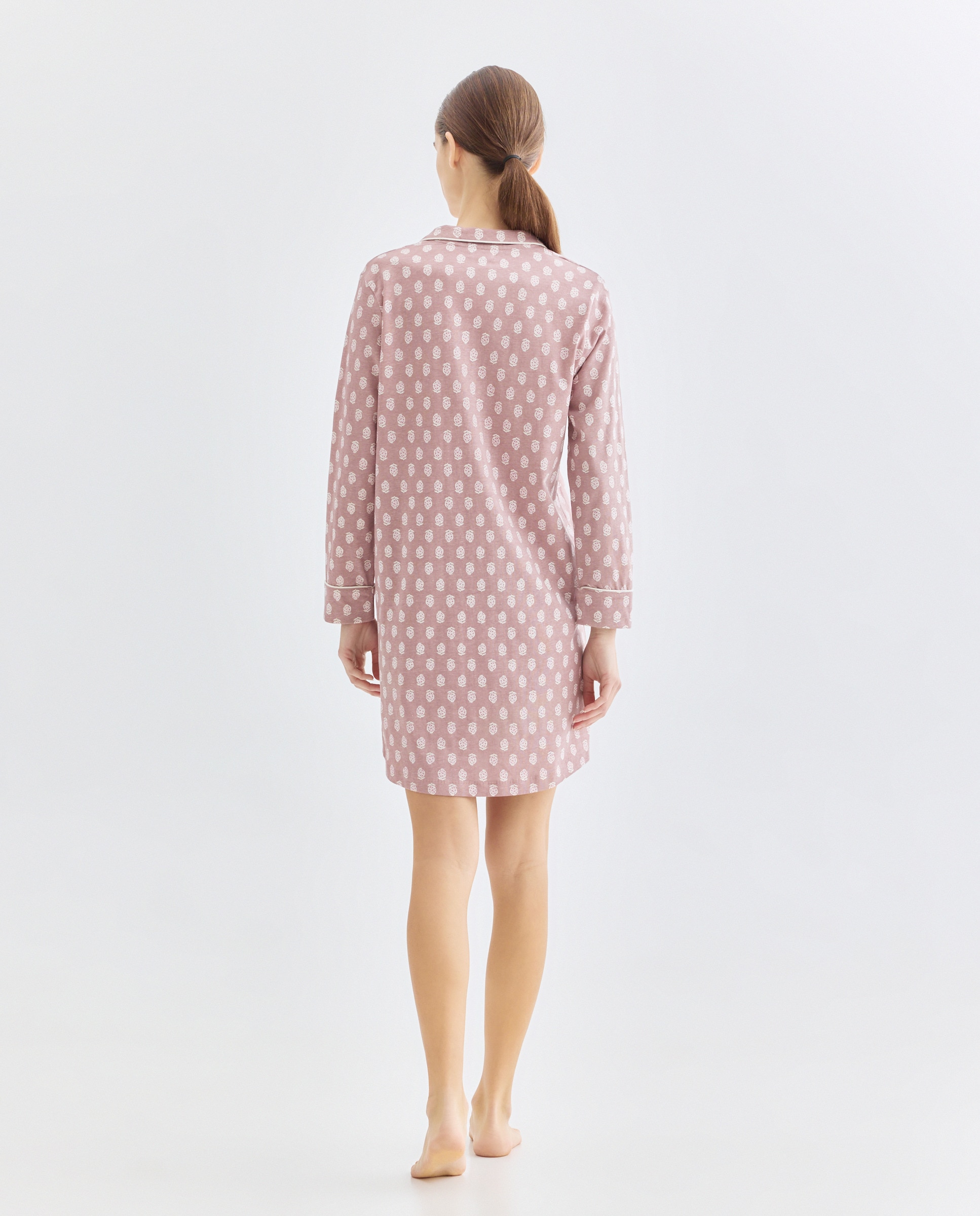 Camisón mujer solapa algodón 400 Azul-2