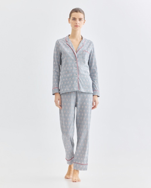 Imagen 0 de Pijama mujer dos piezas solapa algodón