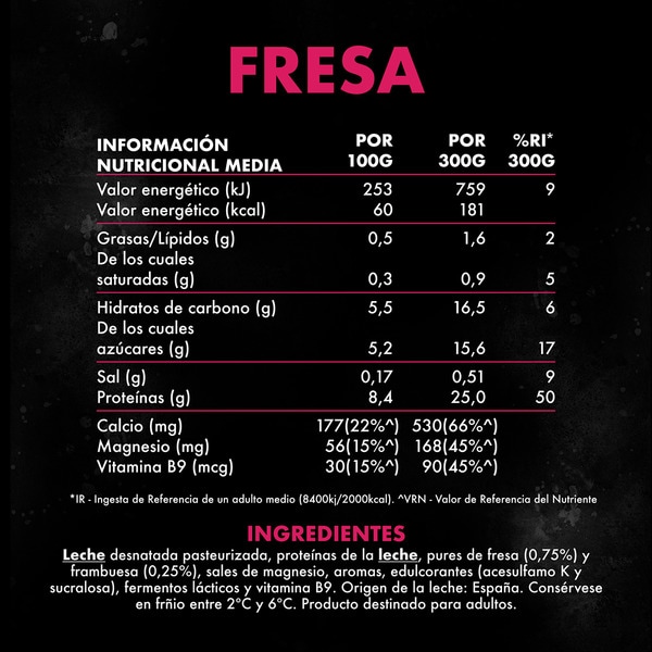 fettarme Trinkproteine mit Erdbeere und Himbeere 0% Fett 0% Zuckerzusatz laktosefrei Flasche zu 300 g