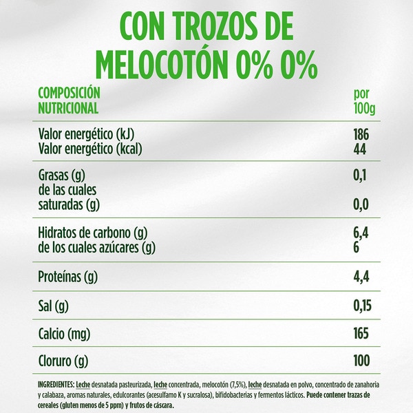 Zero entfrahmter Bifidus mit Pfirsichstückchen 0% Fett 0% Zuckerzusatz 4er-Pack Einheiten 120 g