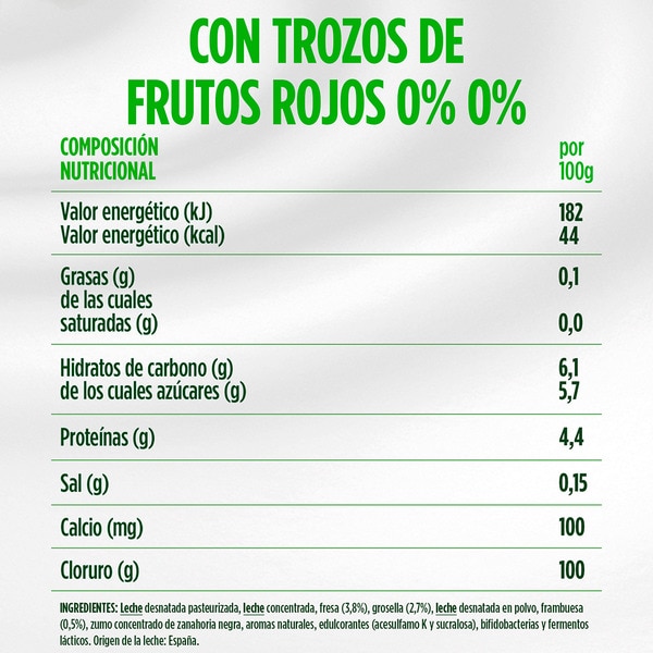 Zero entfrahmter Bifidus mit roten Beerenstückchen 0% Fett 0% Zuckerzusatz 4er-Pack Einheiten 120 g