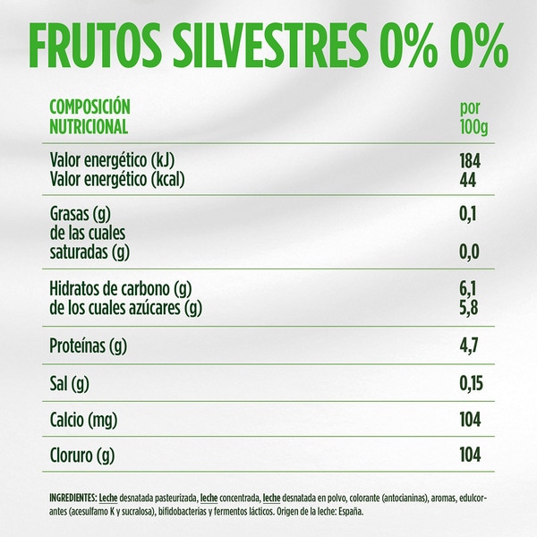 Zero cremiger entfrahmter Bifidus Waldbeergeschmack 0% Fett ohne Zuckerzusatz 4er-Pack Einheiten 115 g
