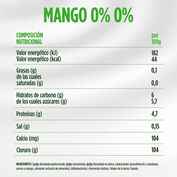 cremiger fettarmer Bifidus Mangogeschmack 0 % Fett 0% Zuckerzusatz 4er-Pack Einheiten 115 g