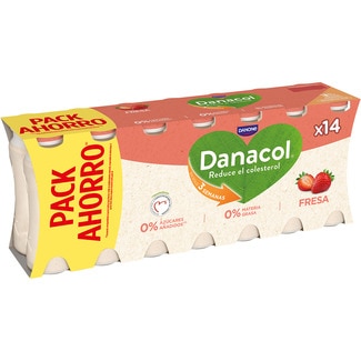 sabor fresa 0% azúcares añadidos sin gluten pack 14 unidades 100 g pack ahorro - Danone Danacol