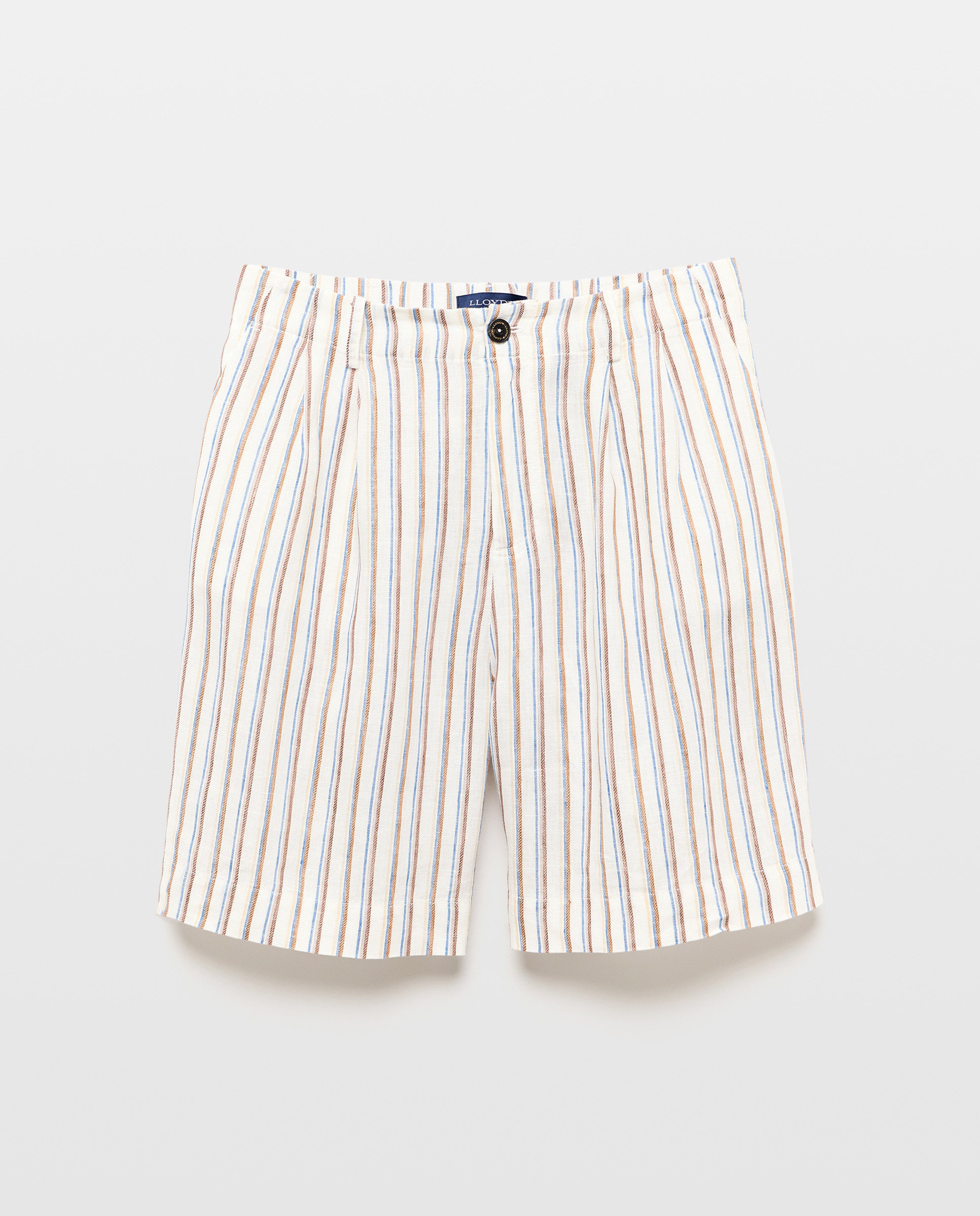 Bermudas de Linho às Riscas Castanho-4