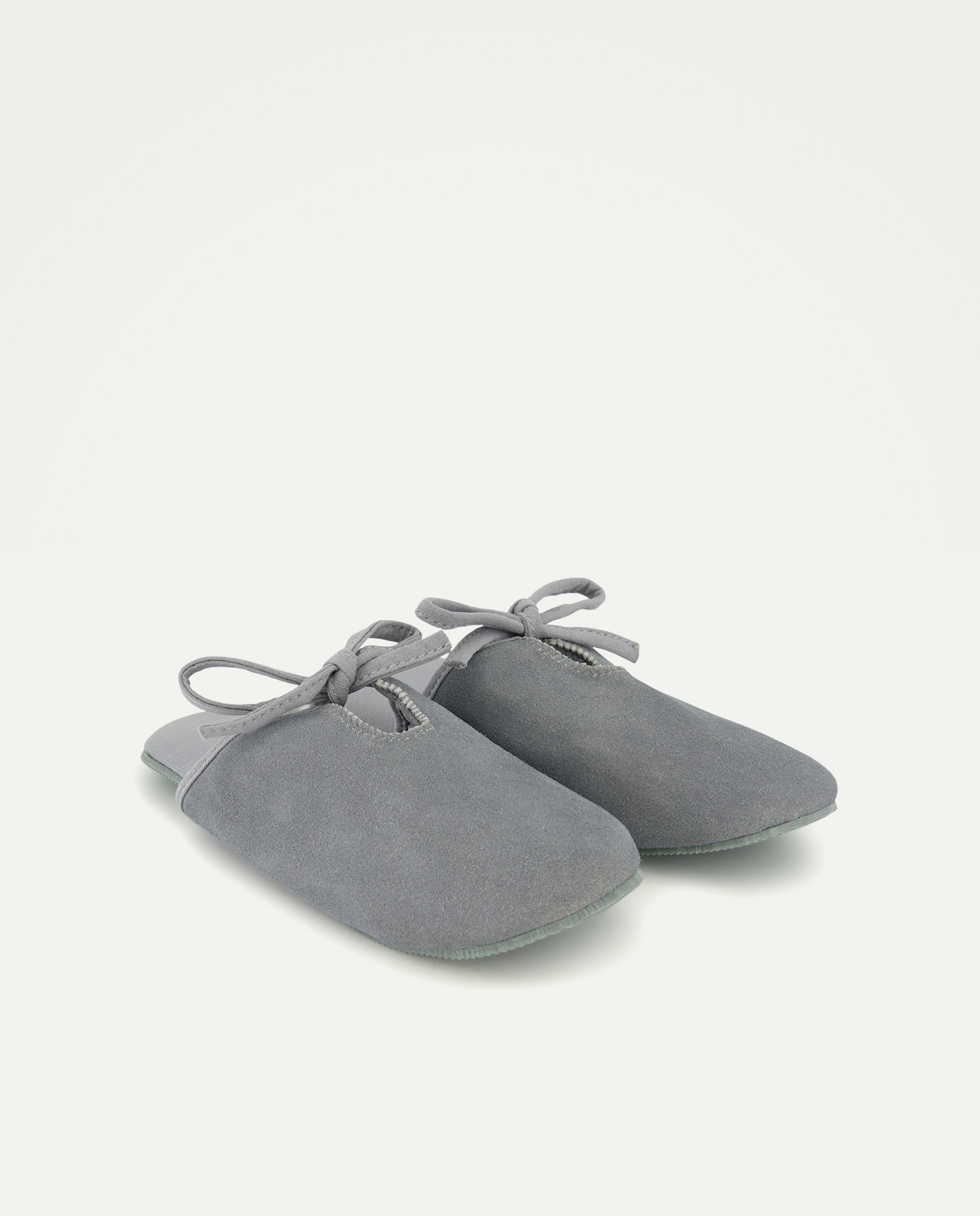 Zapatilla de mujer de piel Gris claro-2