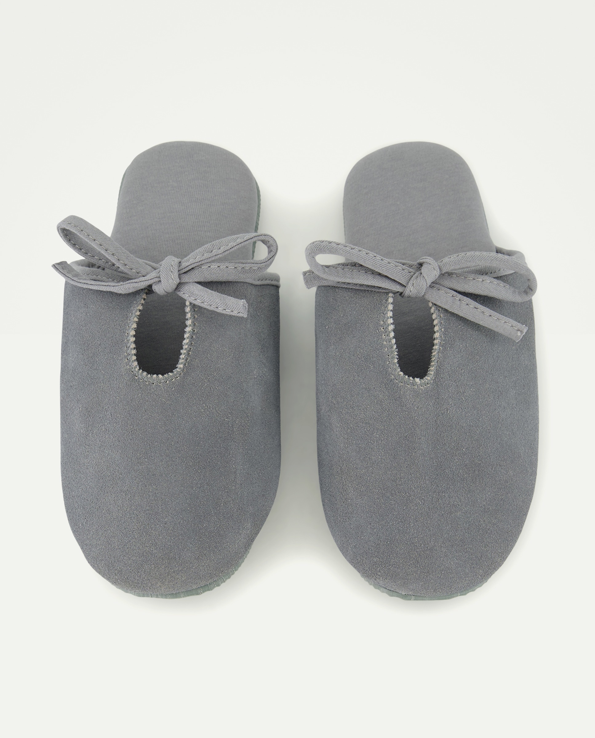 Zapatilla de mujer de piel Gris claro-4