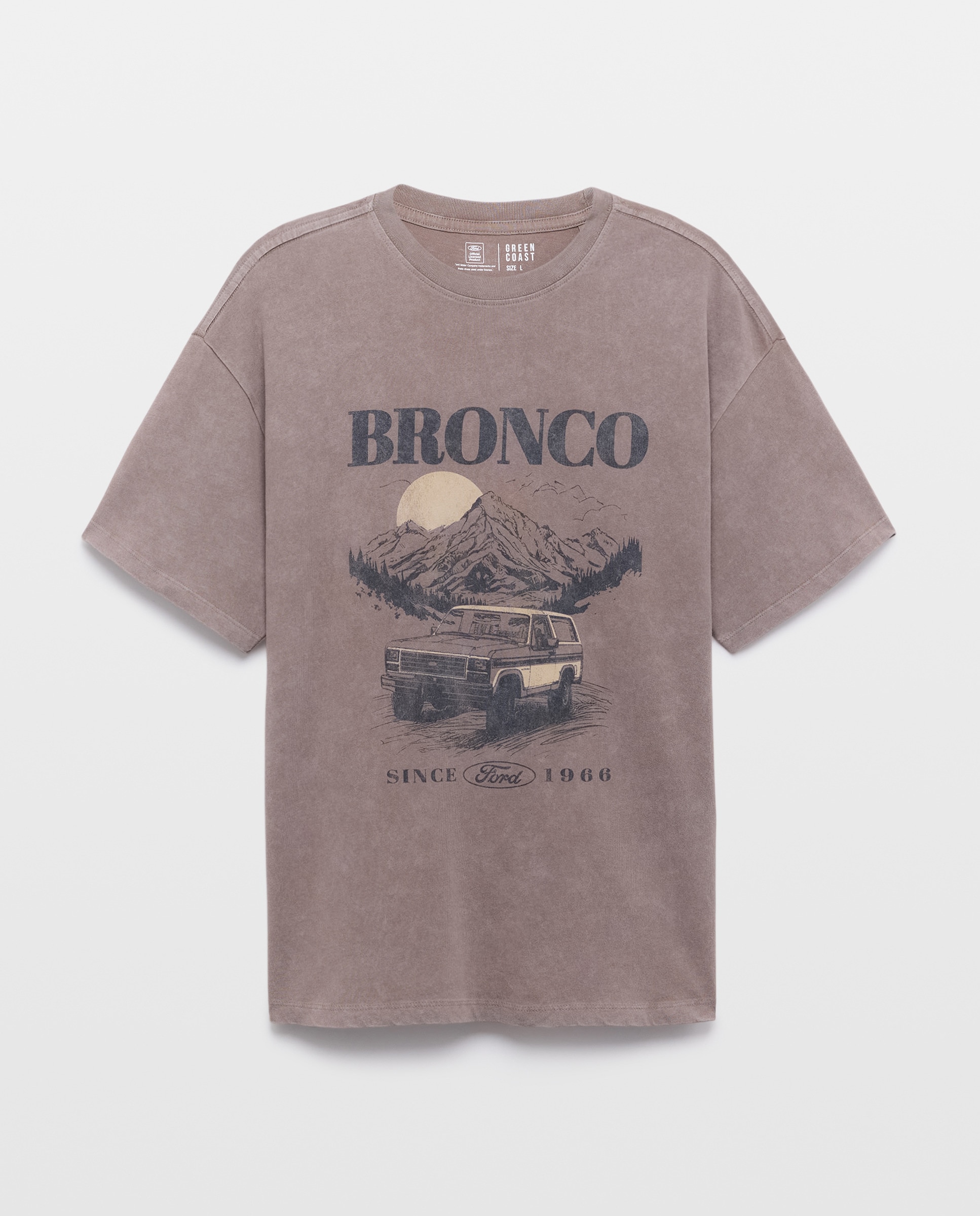 T-shirt de Manga Curta com Estampado Bronco Castanho-4