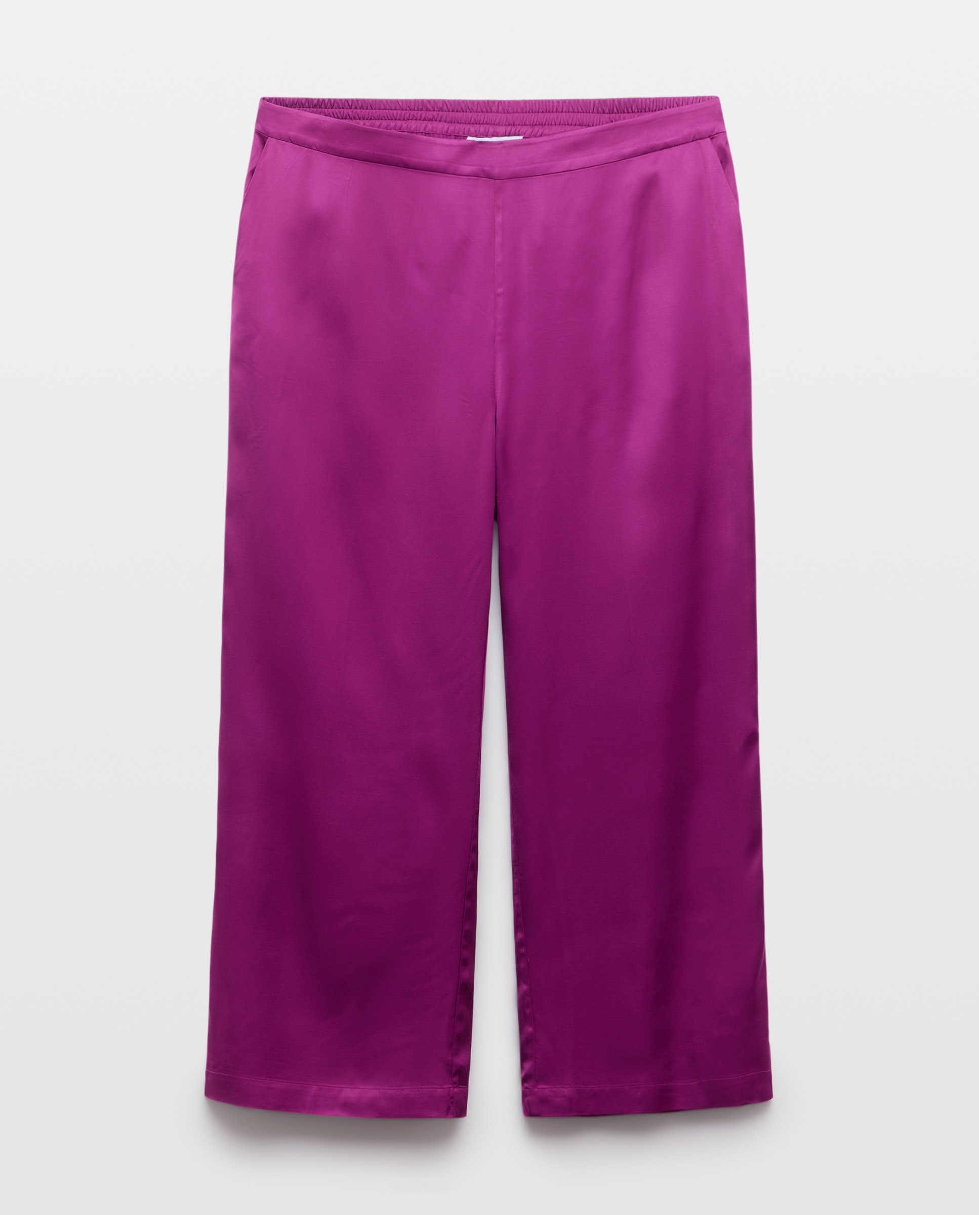 Calças Largas Fluidas Acetinadas 240 Fúcsia-4