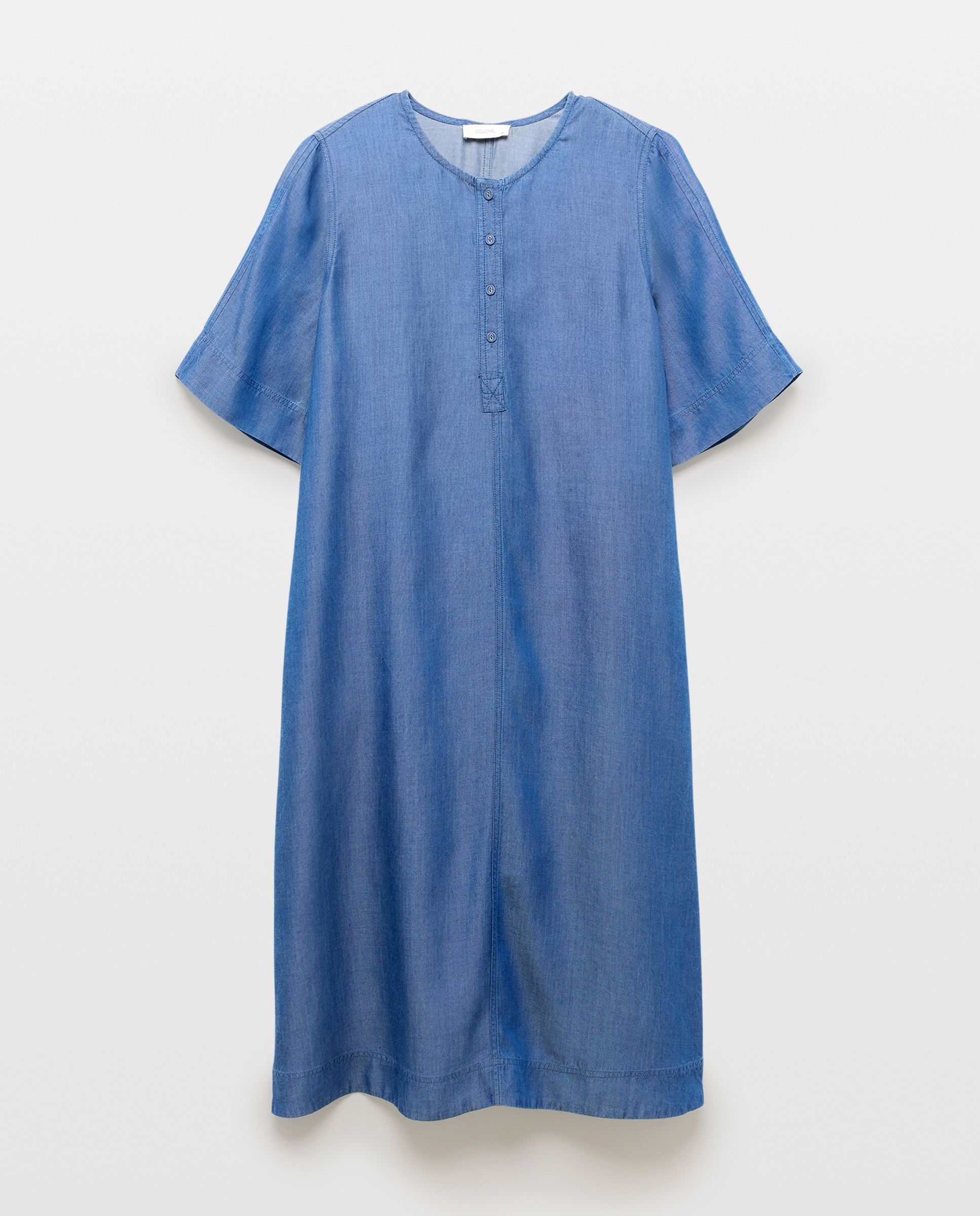 Vestido Midi Tipo Polo de Lyocell com Manga Curta 400 Azul-4