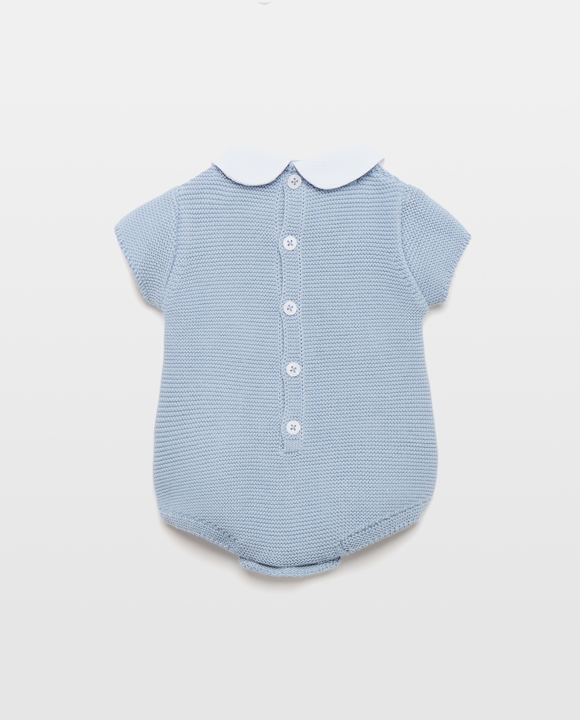 Babygrow com Gola de Bebé e Manga Curta de Tricot Fantasia com Malha de Cabo Central Coconut El Corte Inglés 400 Azul-2