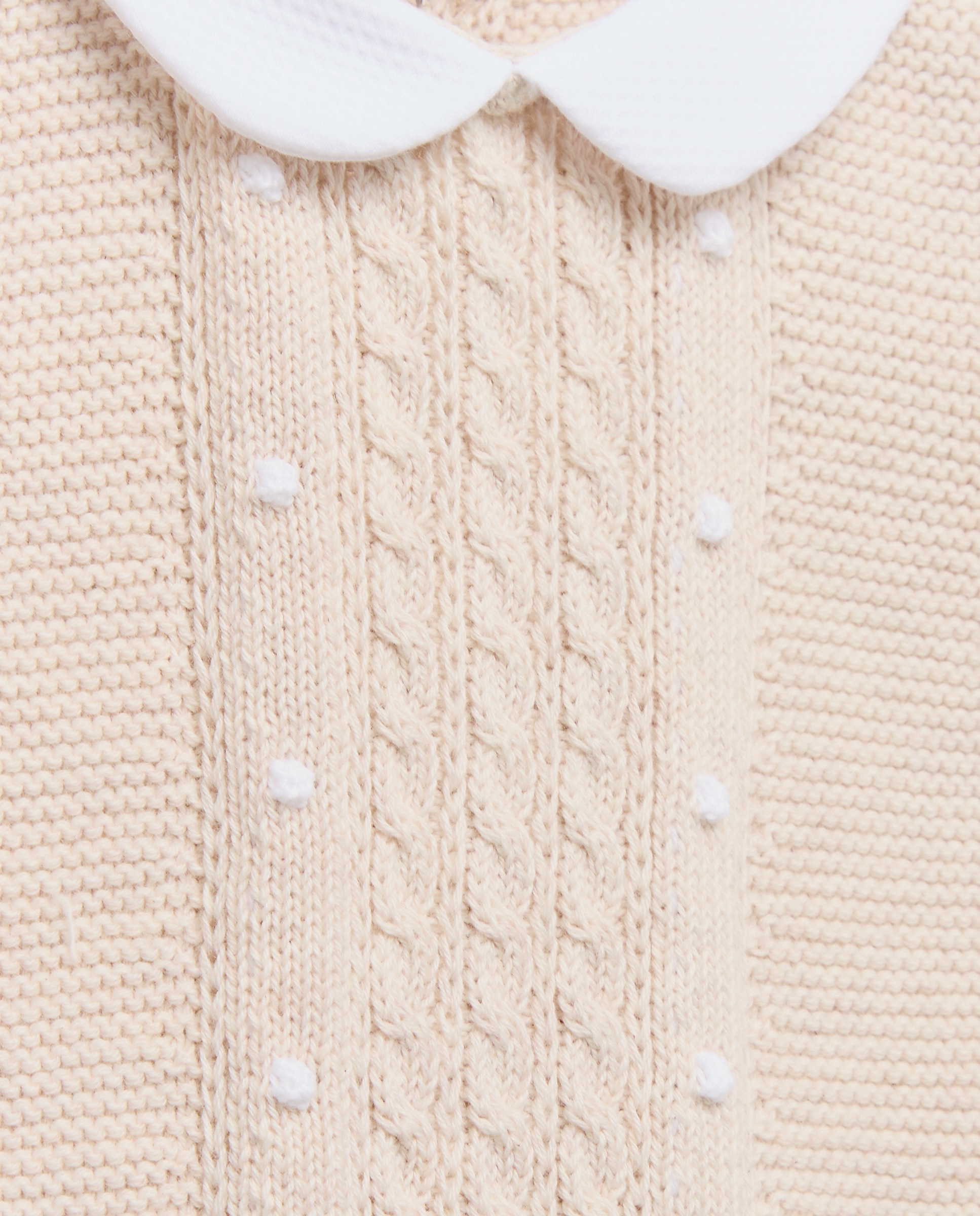 Babygrow com Gola de Bebé e Manga Curta de Tricot Fantasia com Malha de Cabo Central Torrado-3