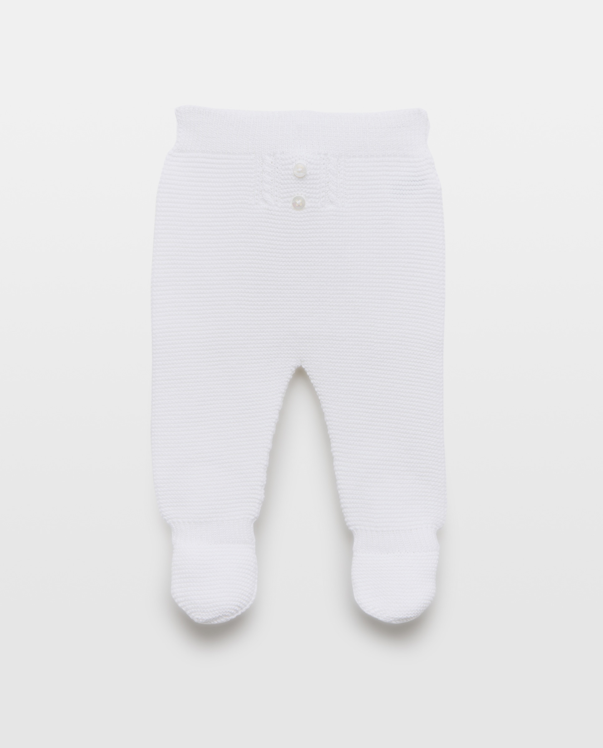 Calças com Pés de Tricot com Malha do Cabo Aberta à Frente com Botão de Bebé Coconut El Corte Inglés Branco-1