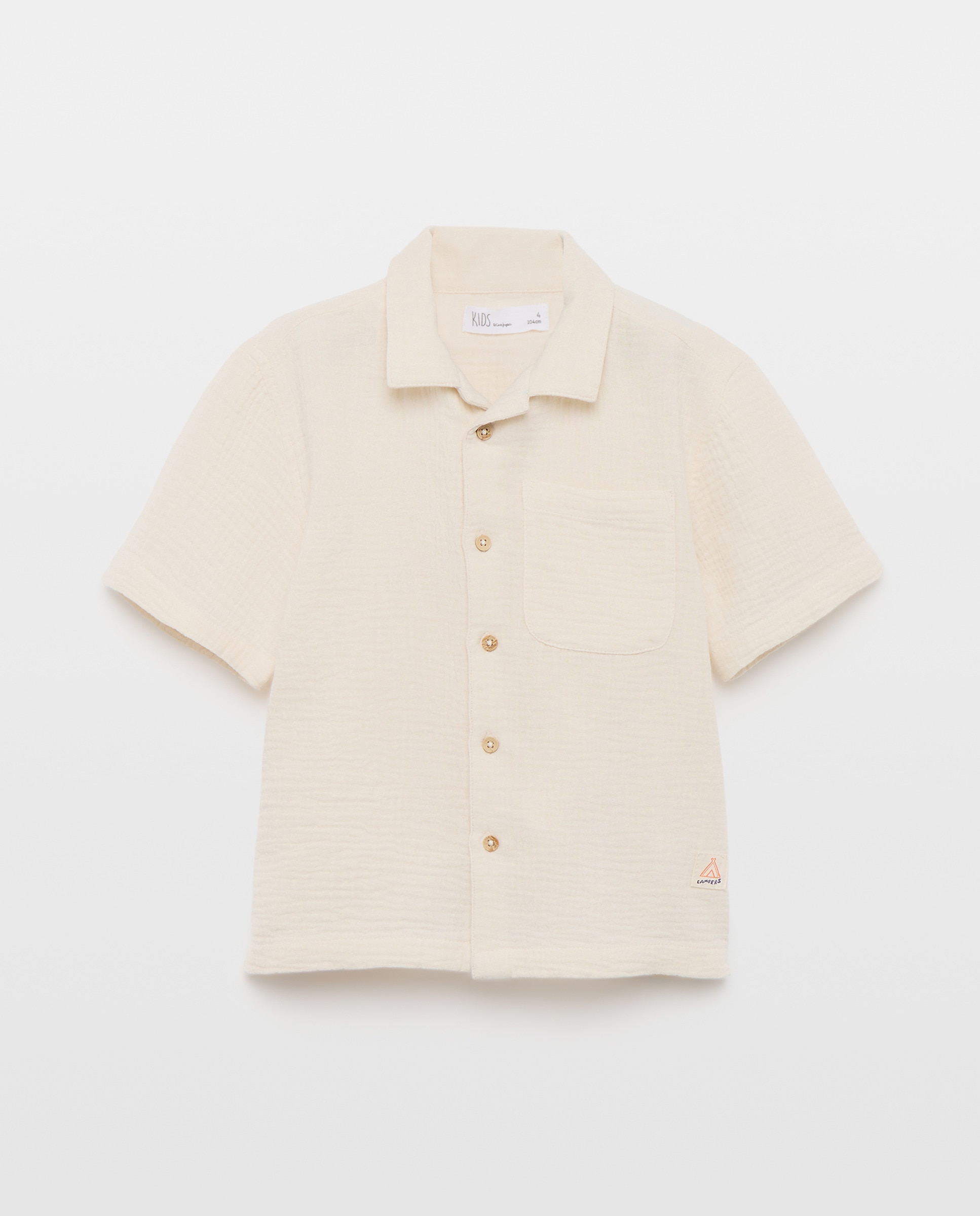 Camisa Lisa com Manga Curta 120 Cru-5