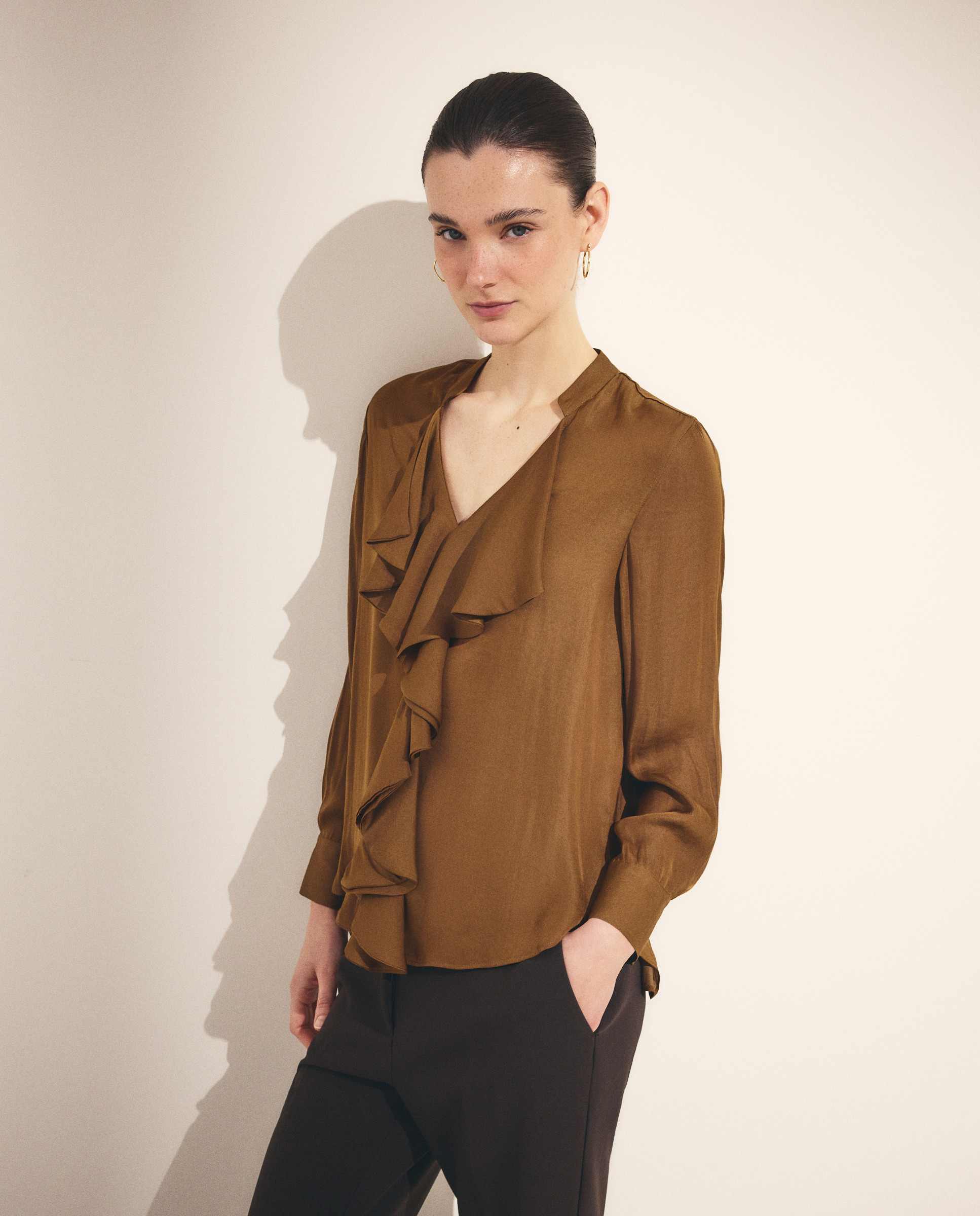 Blusa Lisa de Manga Comprida Toffee-1