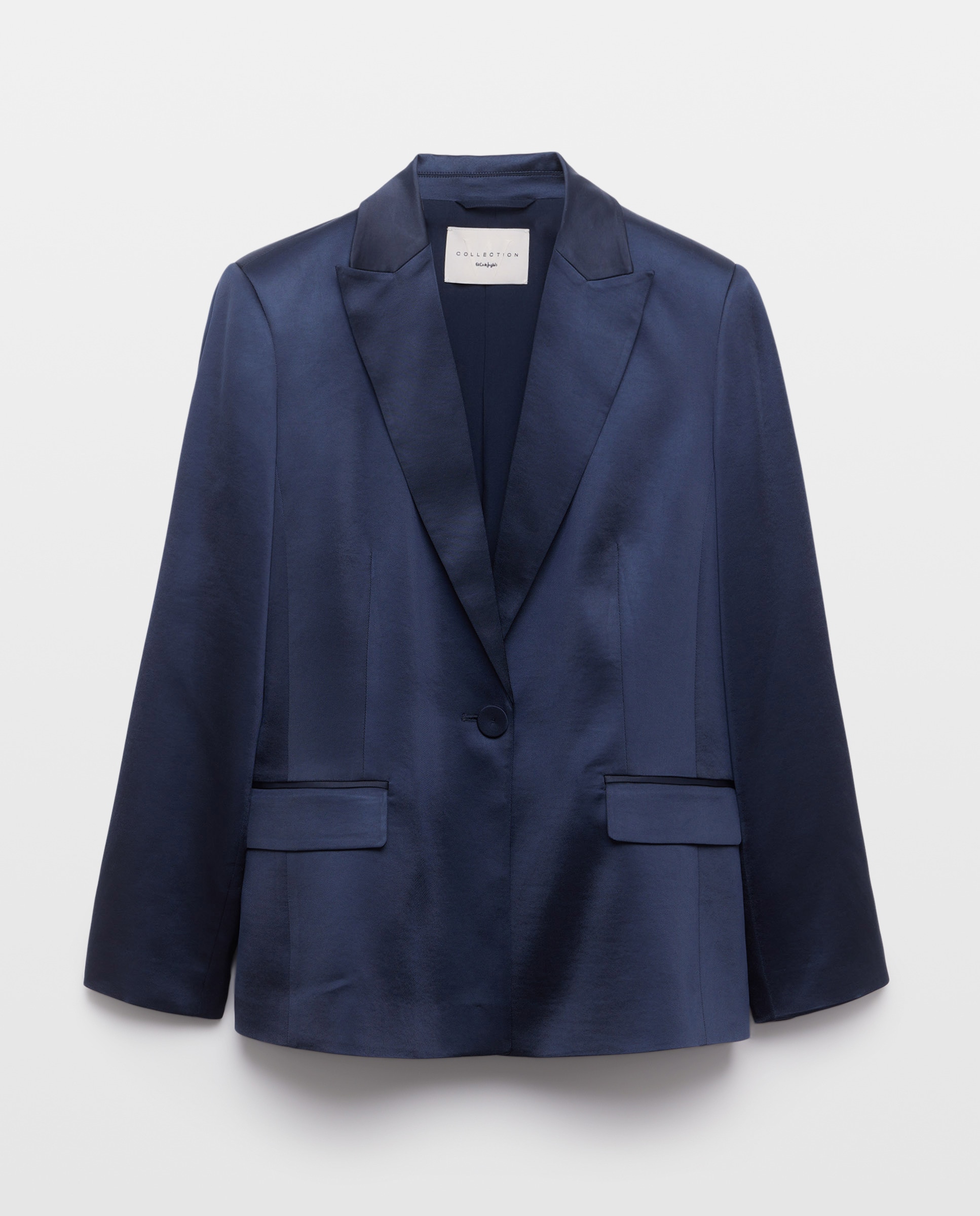 Blazer Liso Acetinado Azul-marinho-4