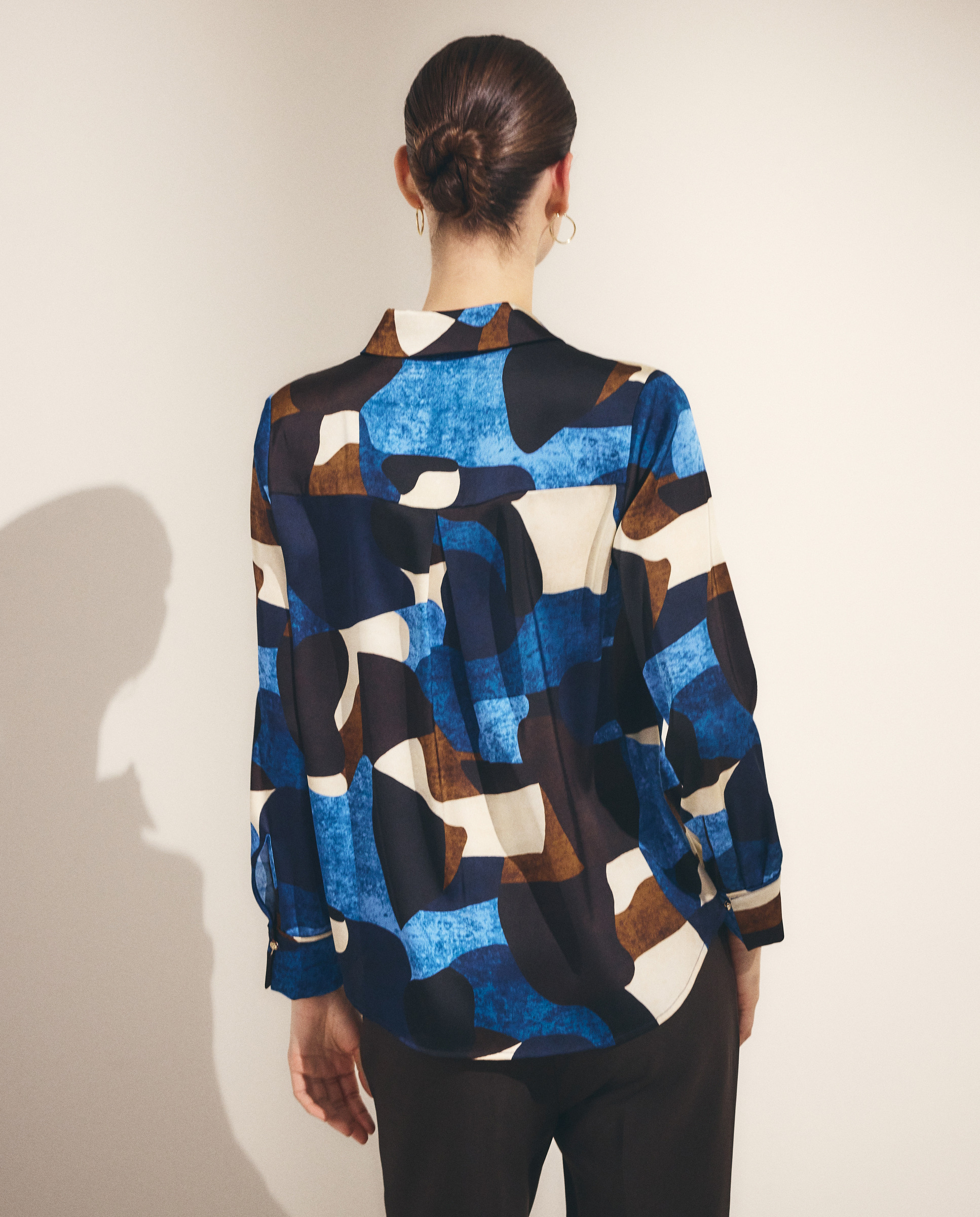 Blusa de Manga Comprida com Estampado Azul-3