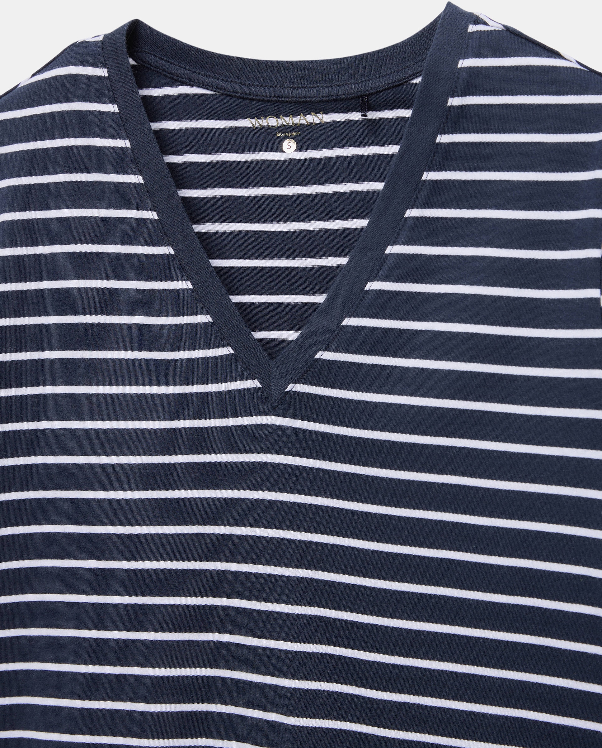 T-shirt com manga curta e decote em bico Azul-5