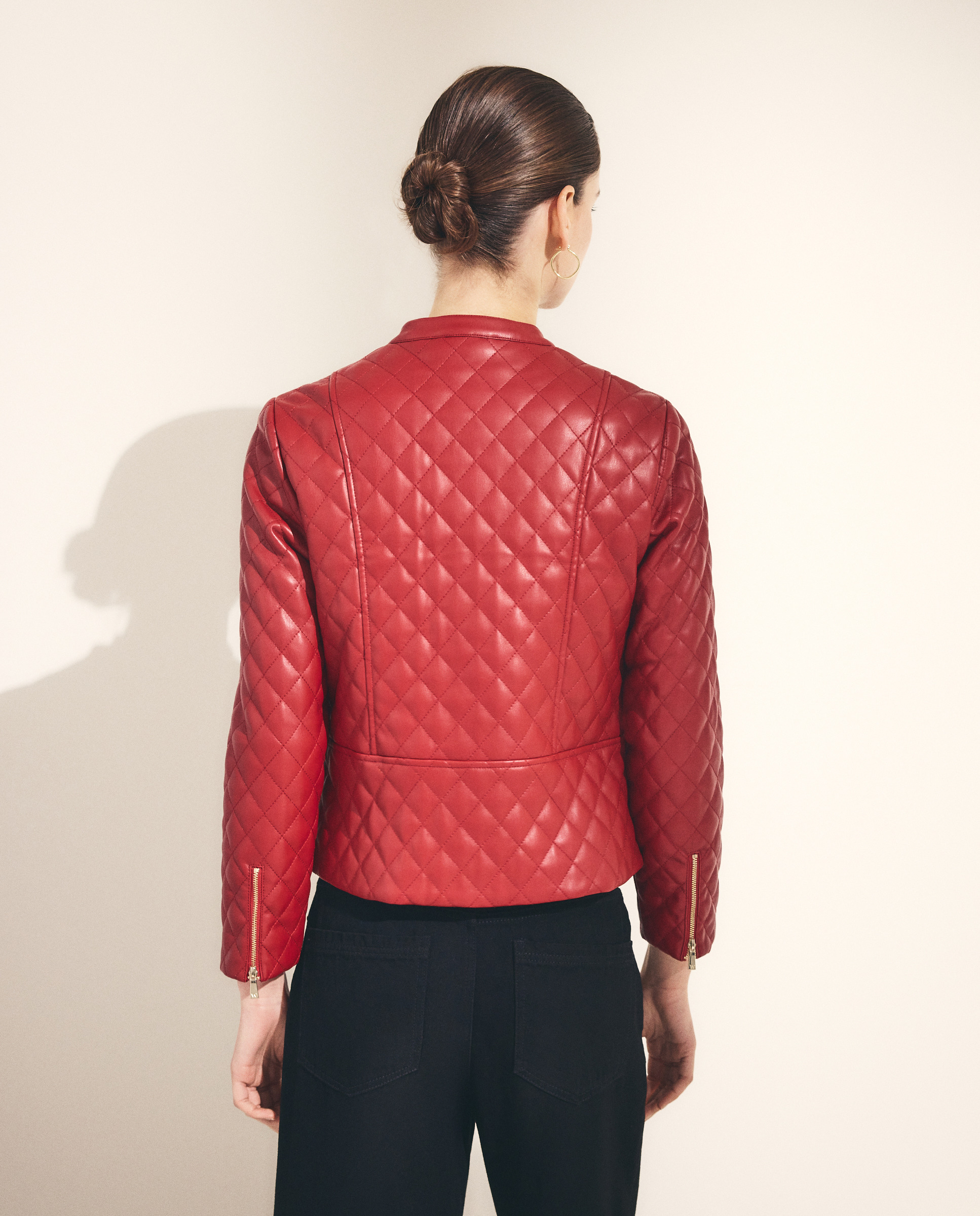 Blusão Acolchoado com Efeito de Pele 600 Vermelho-3