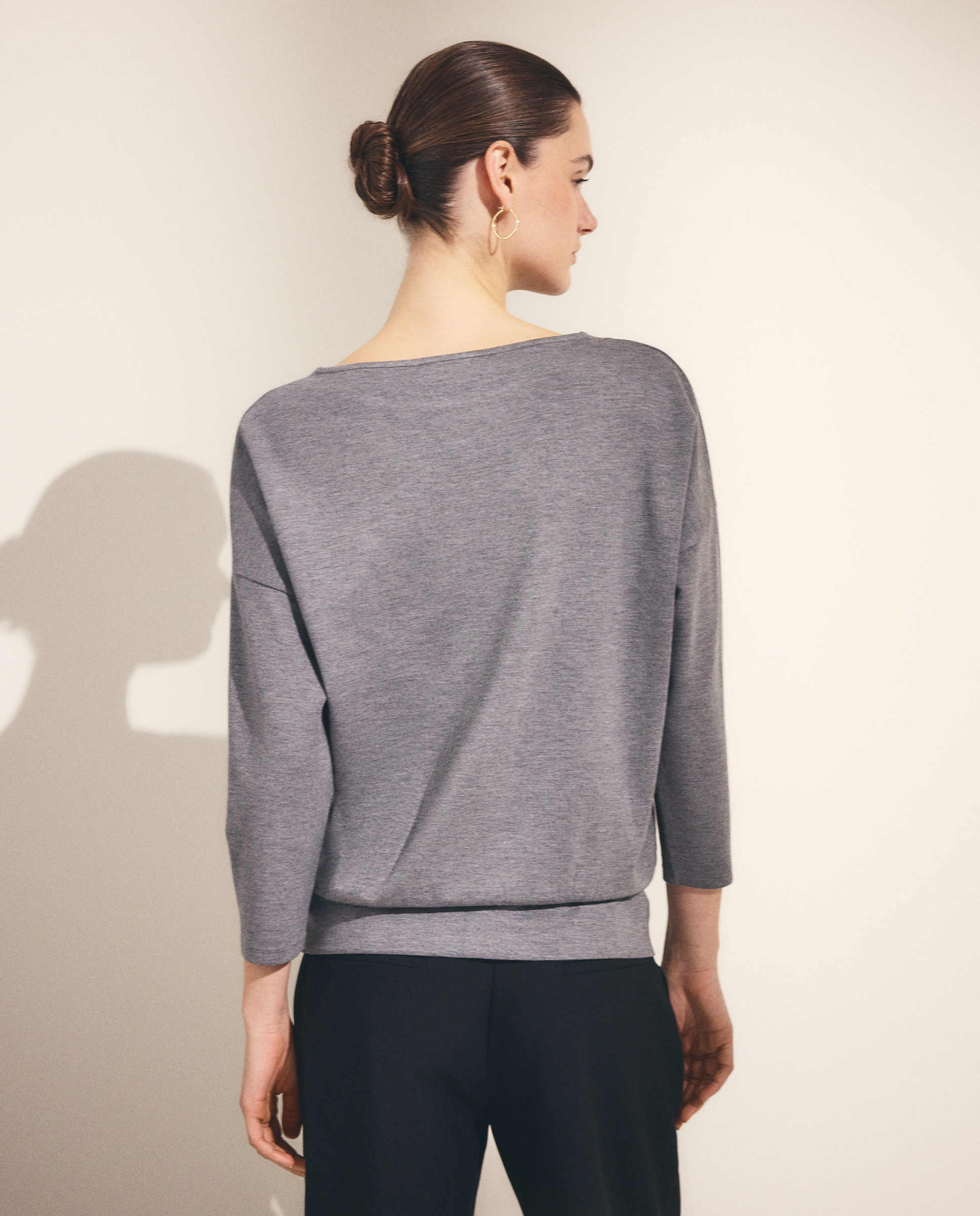 Sweatshirt de Viscose Lisa 820 Cinzento Médio-3
