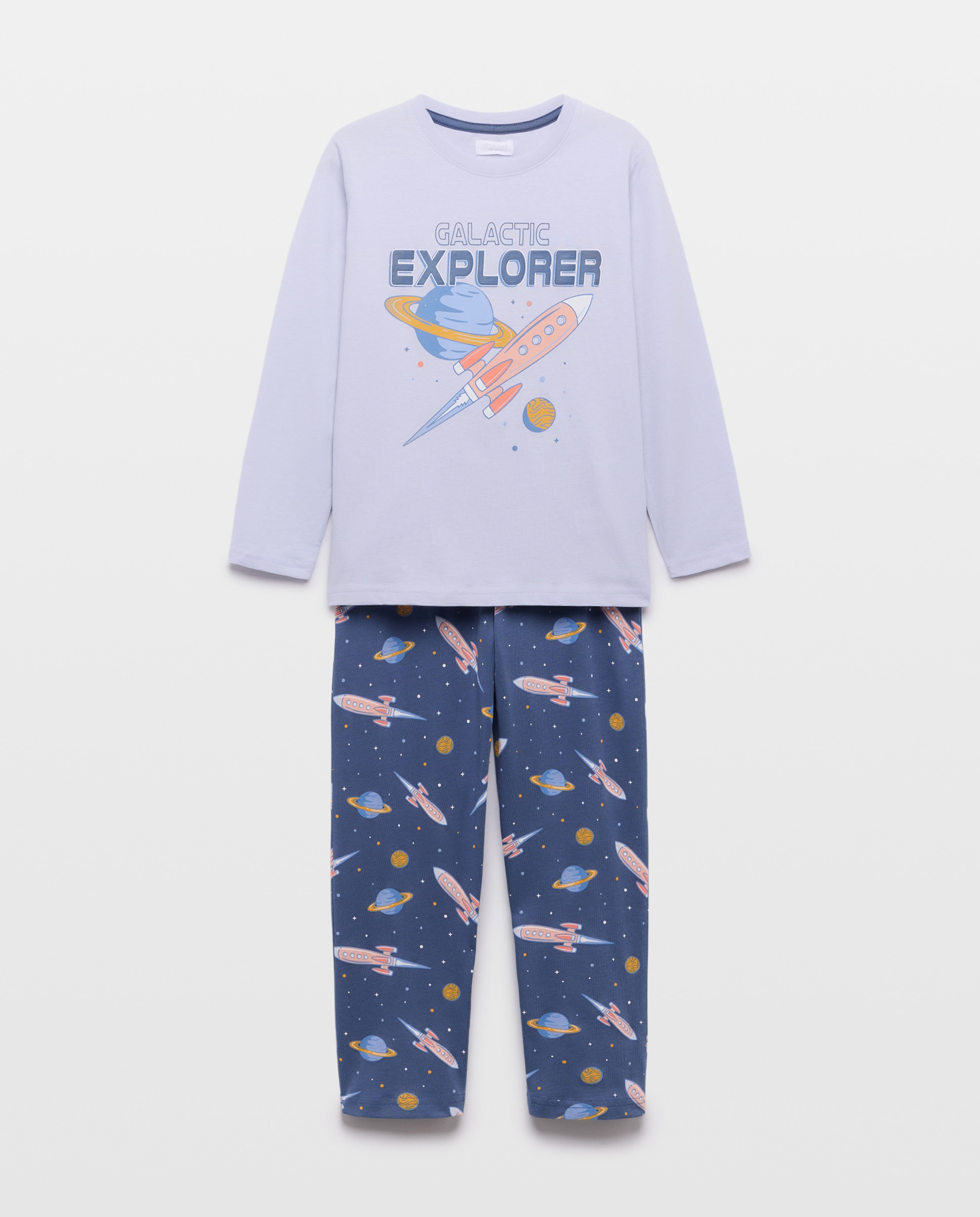 Pijama de Malha com Estampado de Fantasia Cotton Juice Azul-4