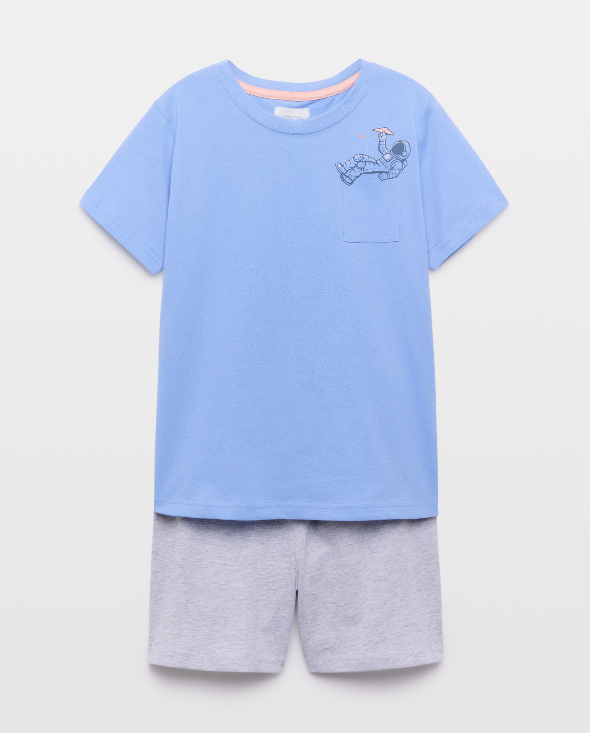 Imagem 0 de Pijama de Malha Curto com Bolso Estampado à Frente e nas Costas