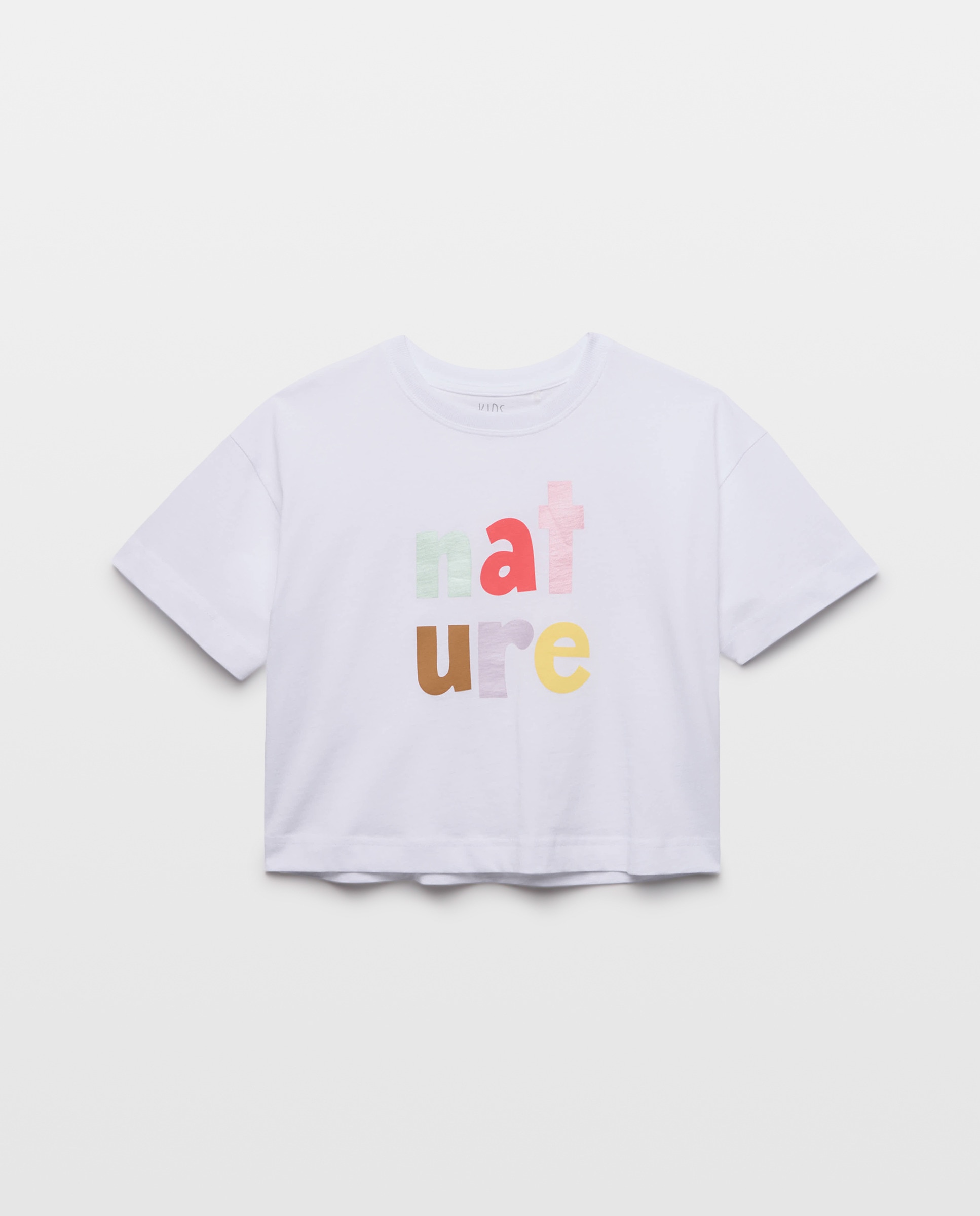 T-shirt de Manga Caída e Estampado Posicional Branco-4