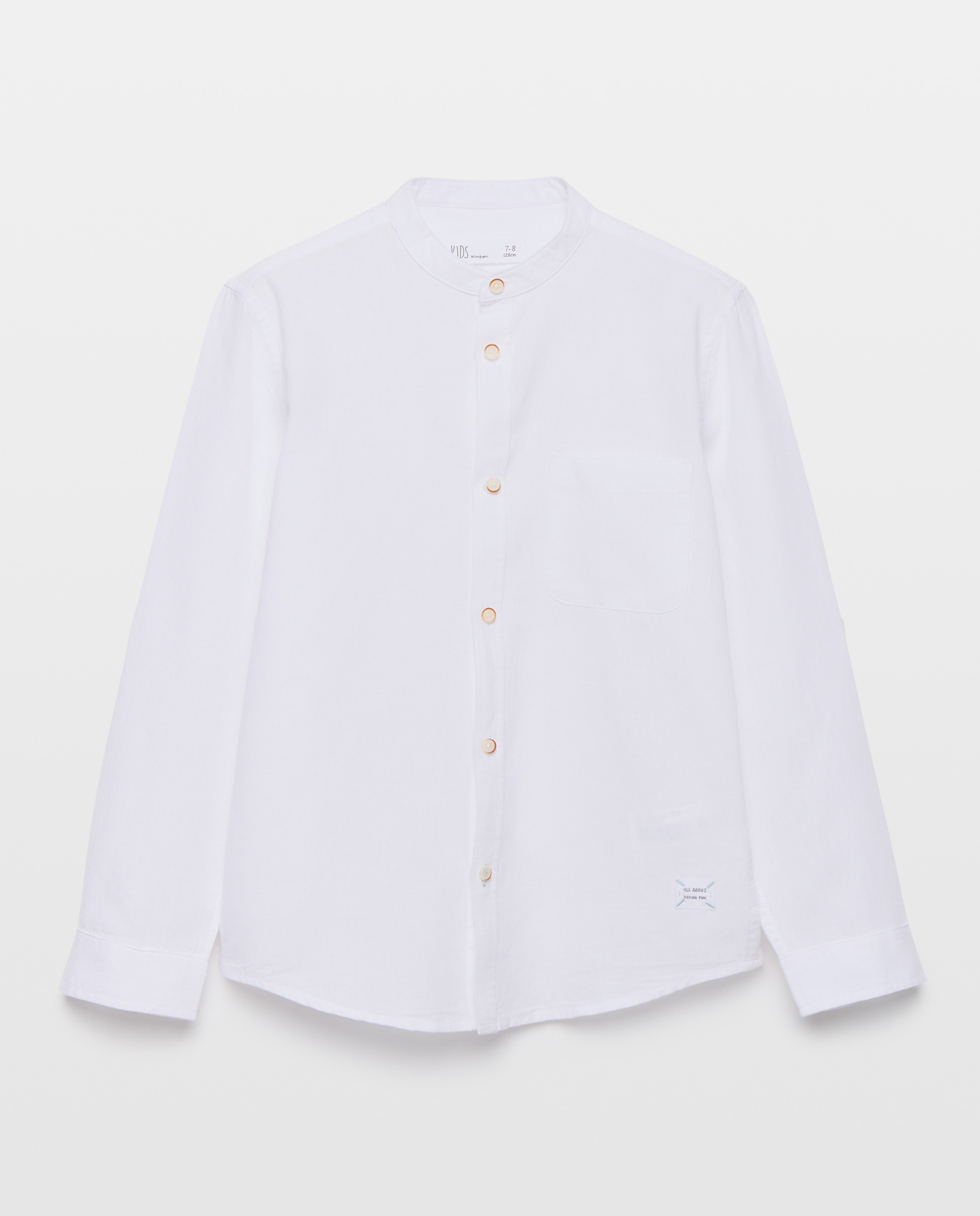 Camisa Lisa com Gola à Padre Branco-5