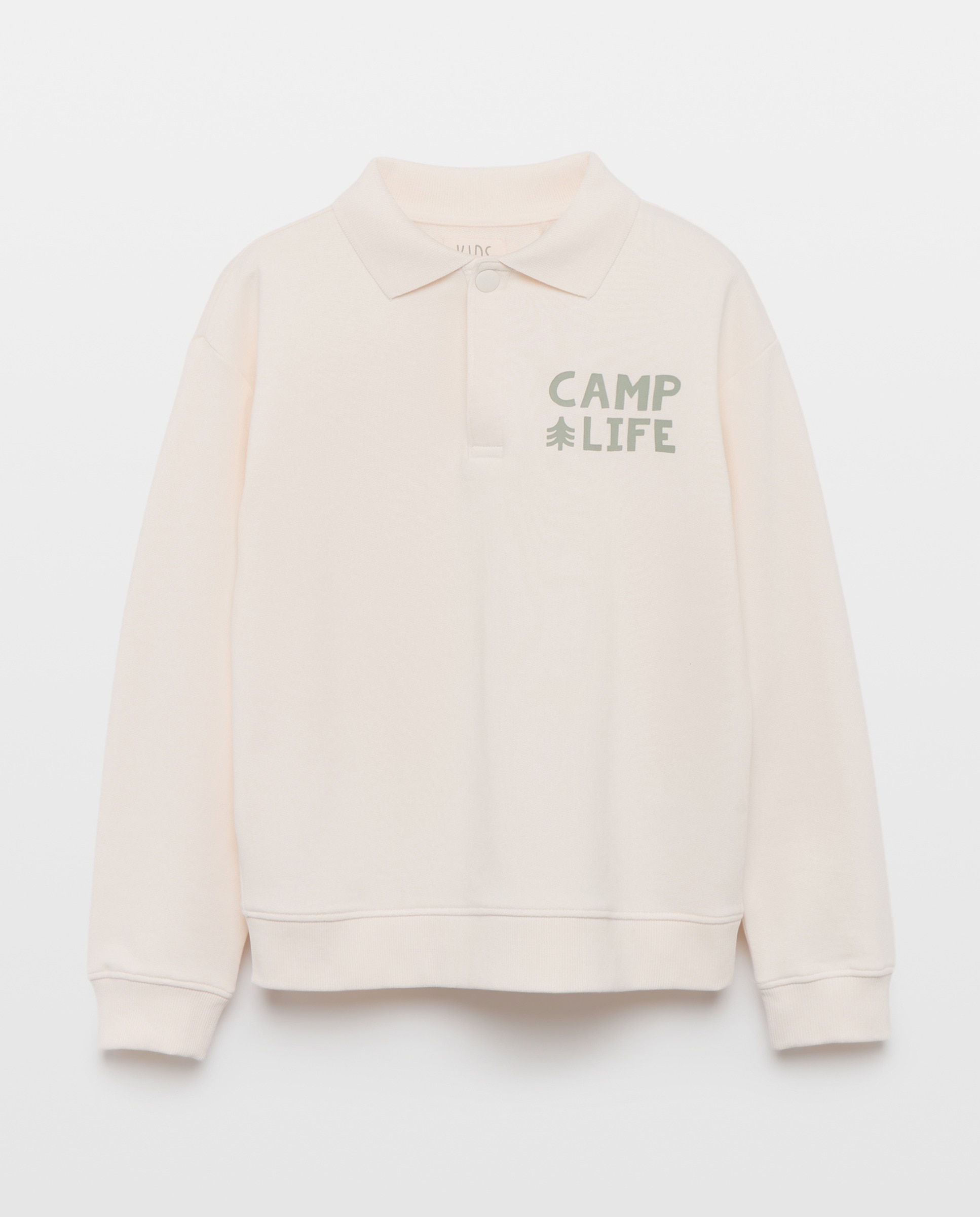 Sweatshirt com Colarinho de Polo Branco-5