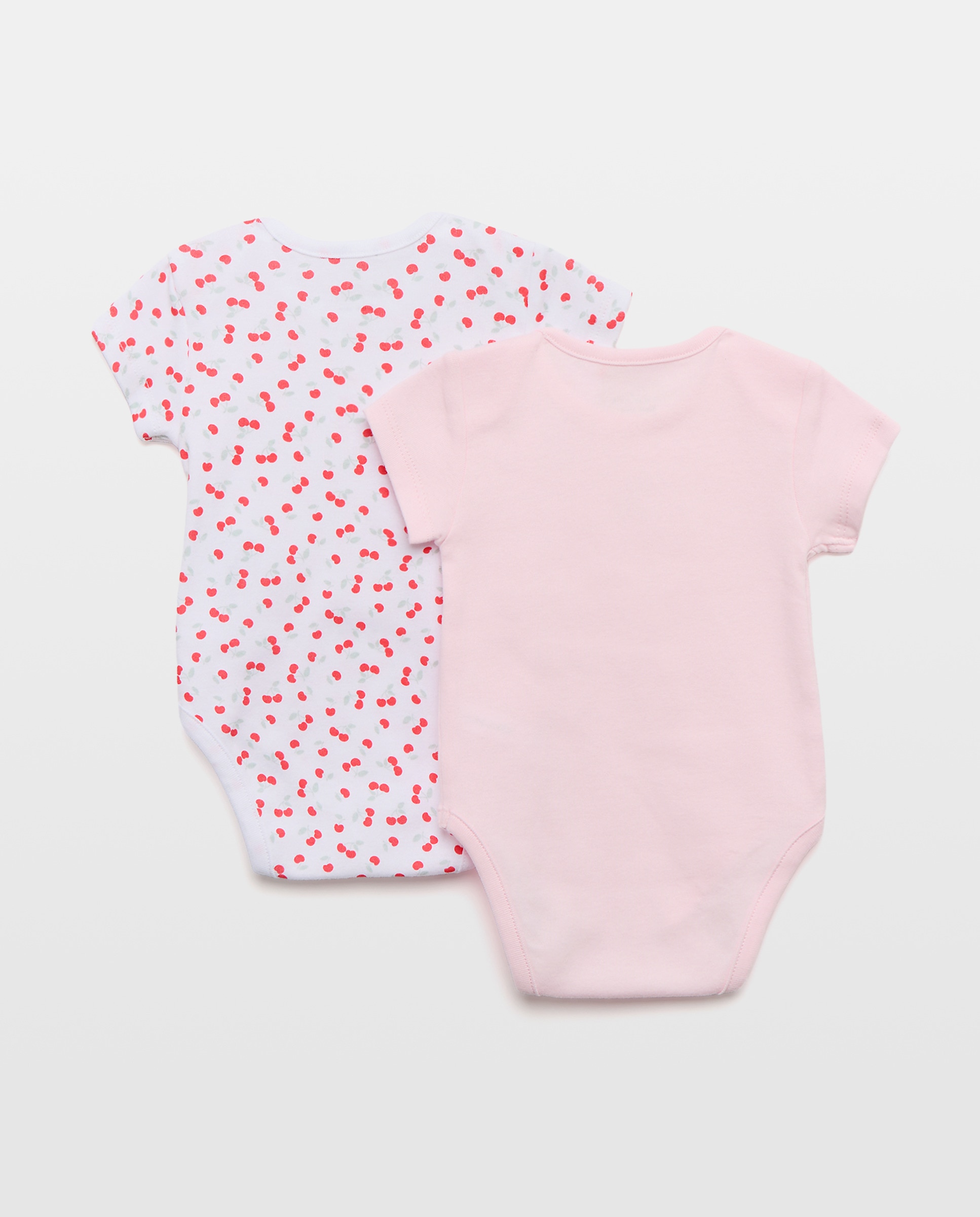 Pack de 2 Bodies de Bebé com Manga Curta e Estampado de Fantasia Cotton Juice Rosa-2