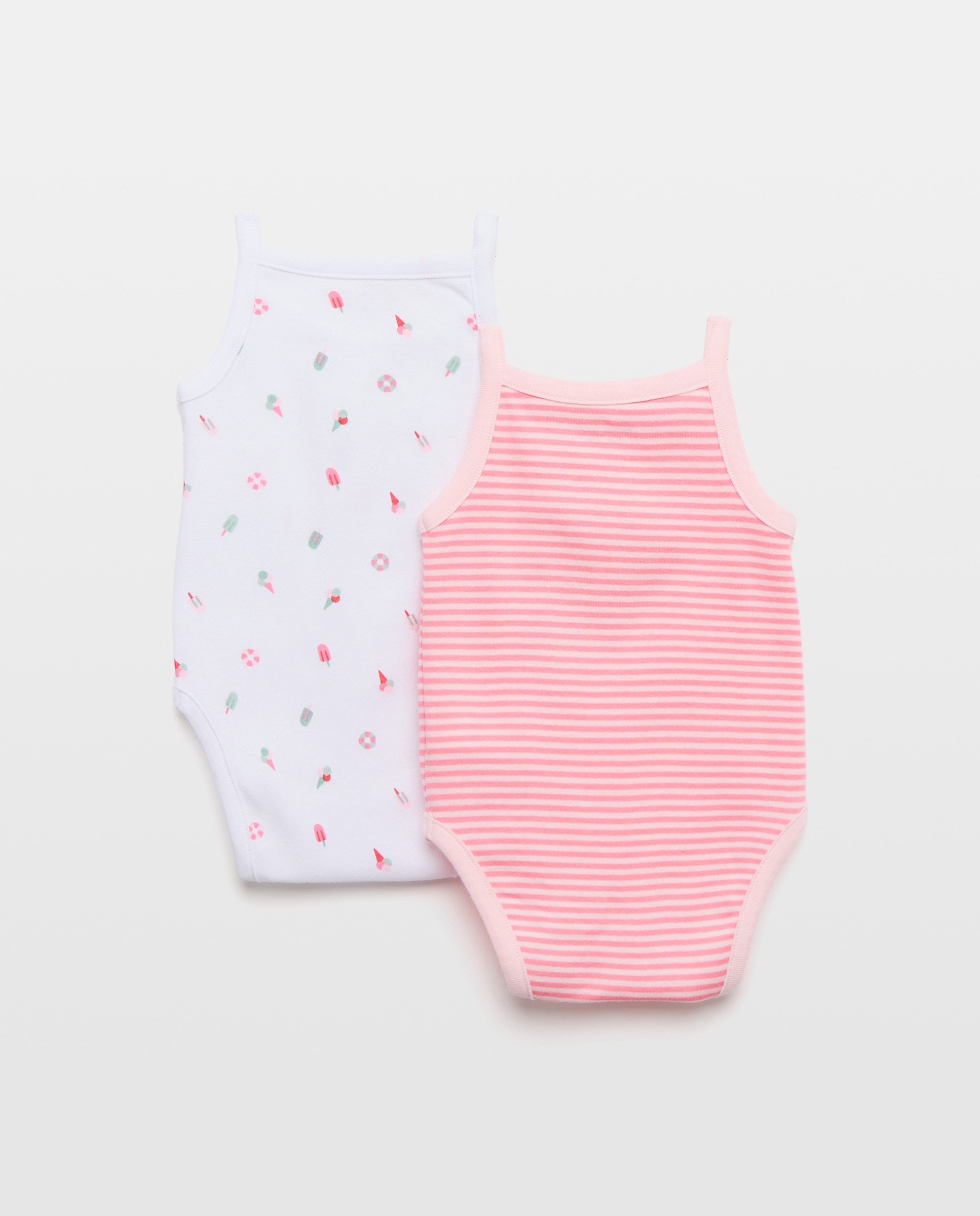 Pack de 2 Bodies Estampados de Bebé sem Mangas Cotton Juice Multicolor-2