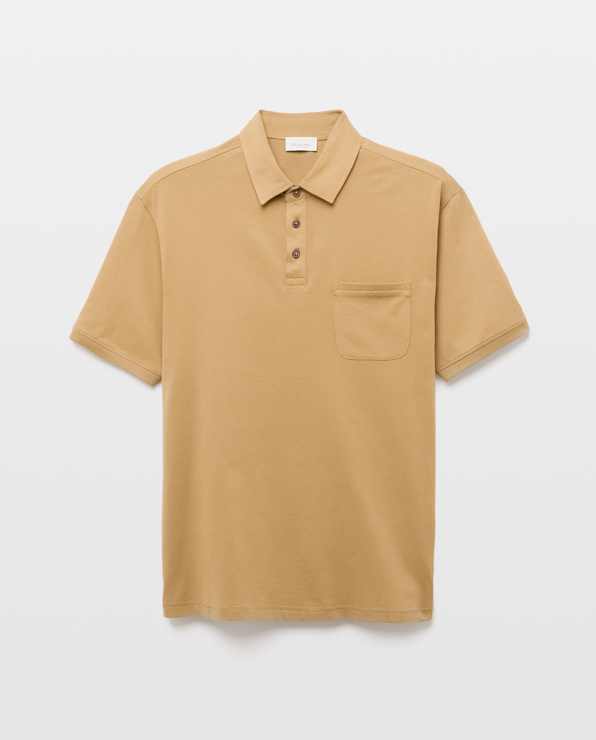 Polo Piqué de Algodão Pima com Manga Curta Castanho-4