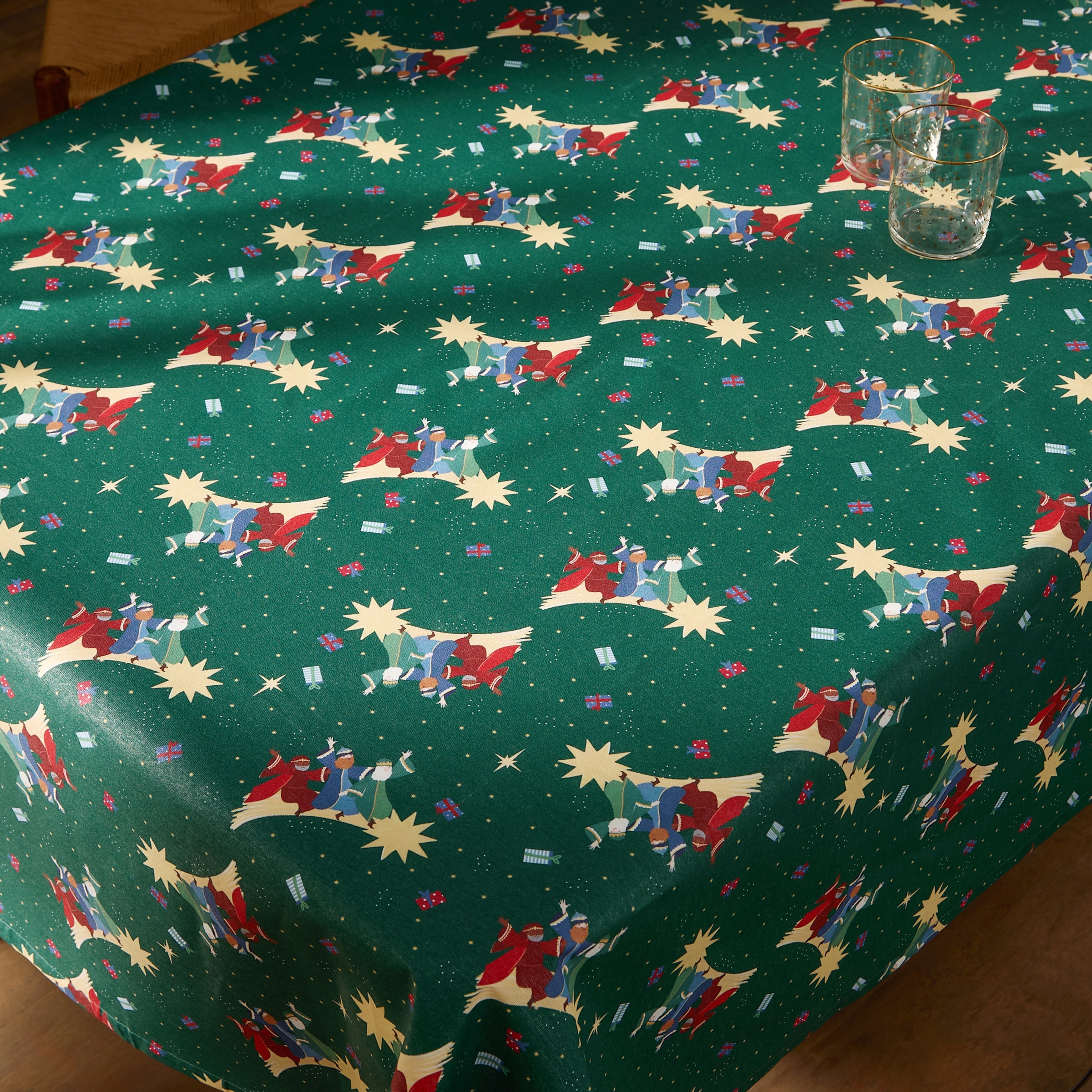 Mantel antimanchas resinado Oriente Verde-1