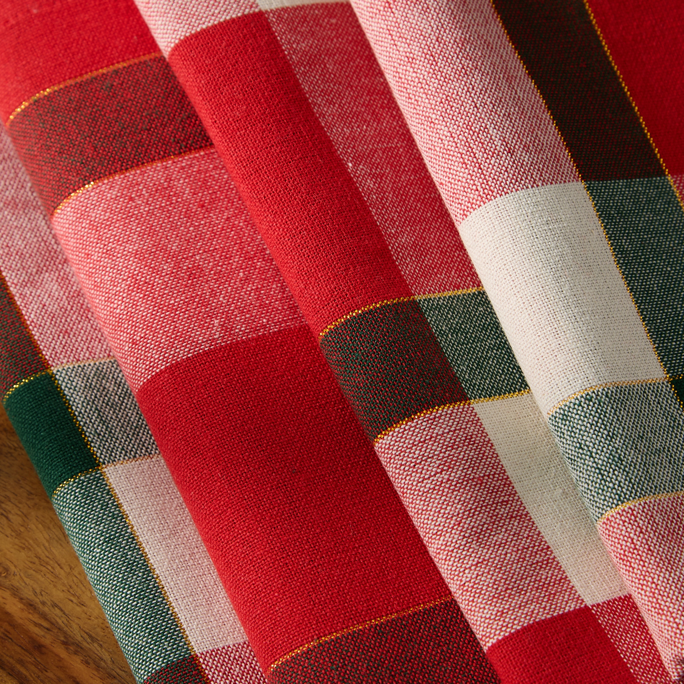 Set 4 servilletas algodón Dresde Rojo-4