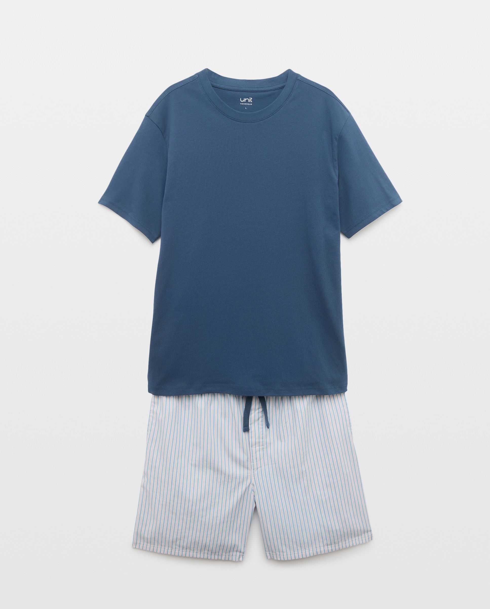 Pijama hombre combinado corto algodón Azul marino-3