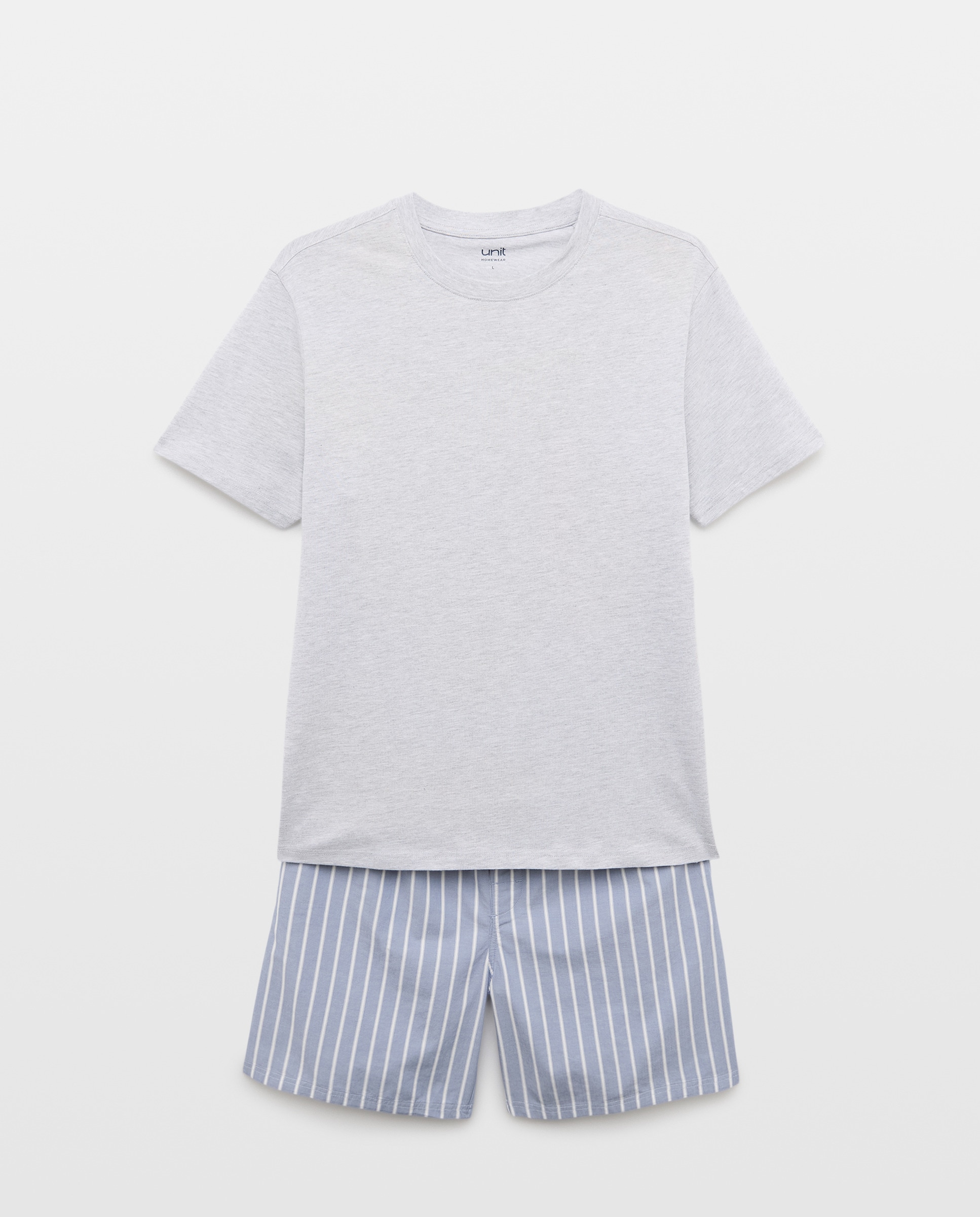 Pijama hombre combinado corto algodón 820 Gris medio-3