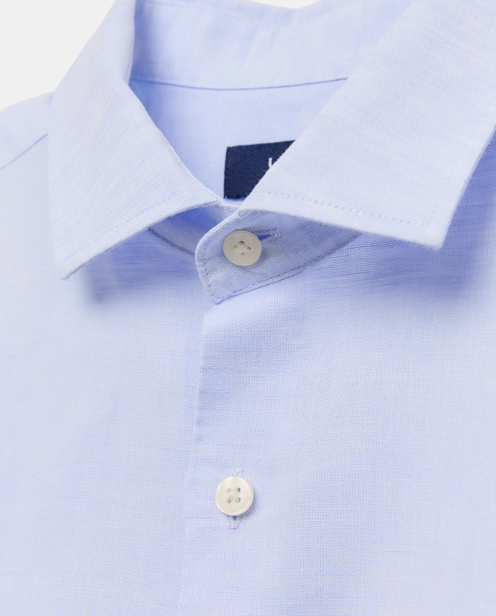 Camisa sport hombre lino y algodón lisa 410 Azul claro-5