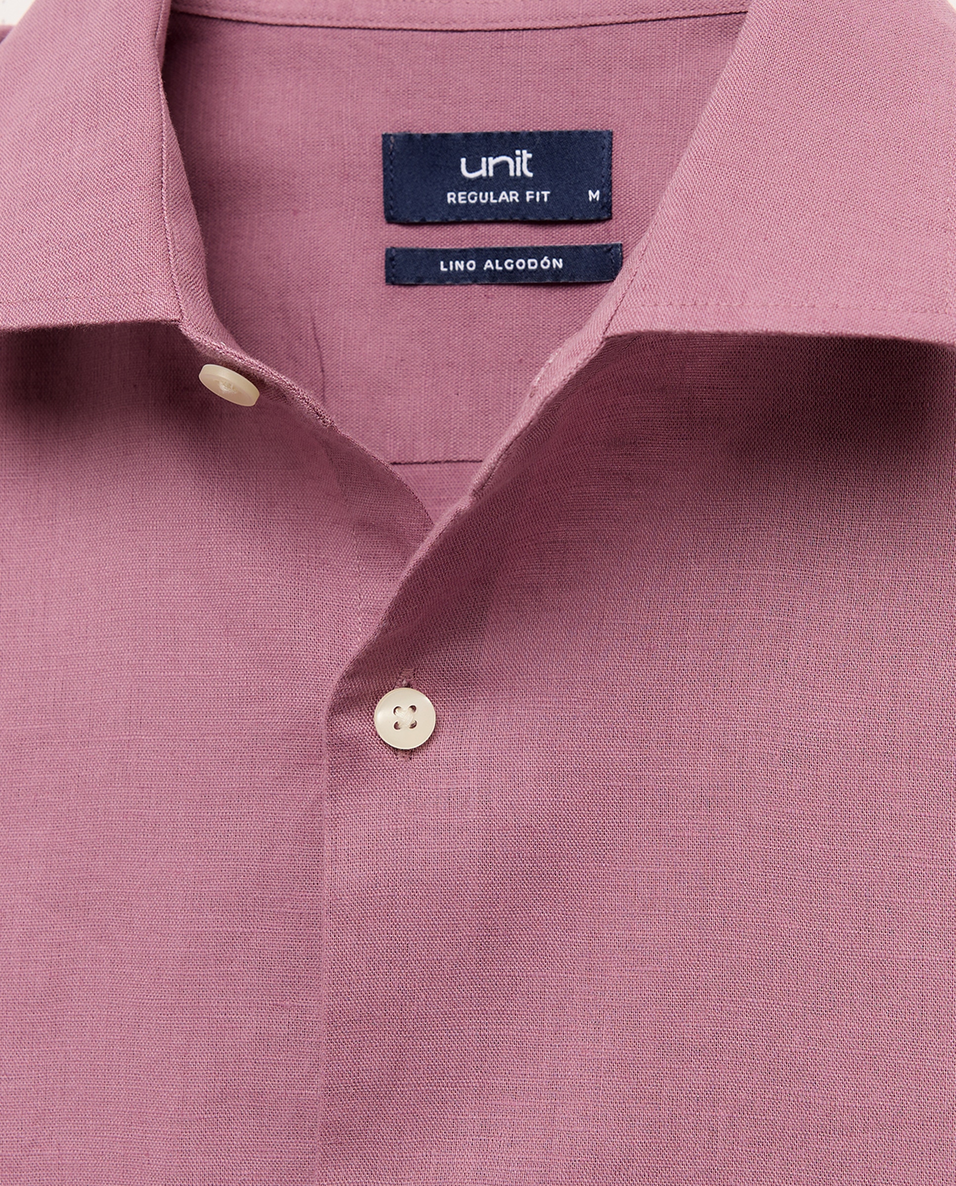 Camisa sport hombre lino y algodón lisa 282 Malva-5