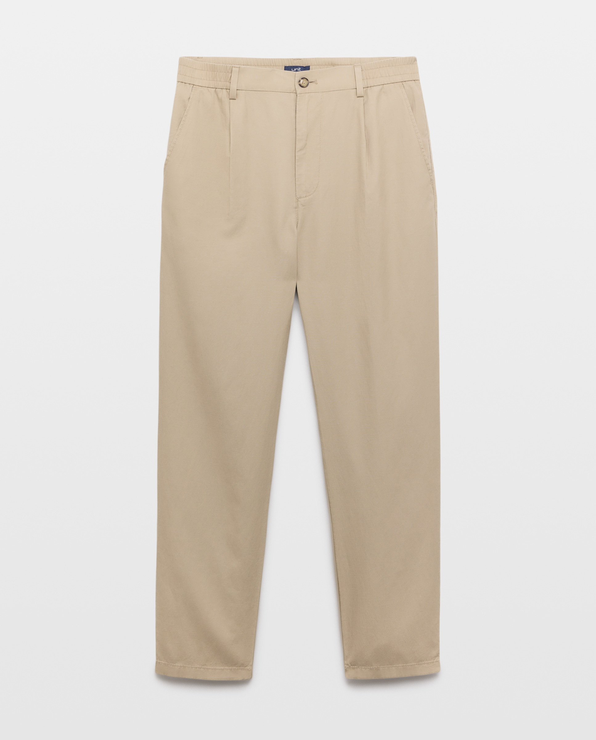 Pantalón hombre chino gomas con lino Visón oscuro-4