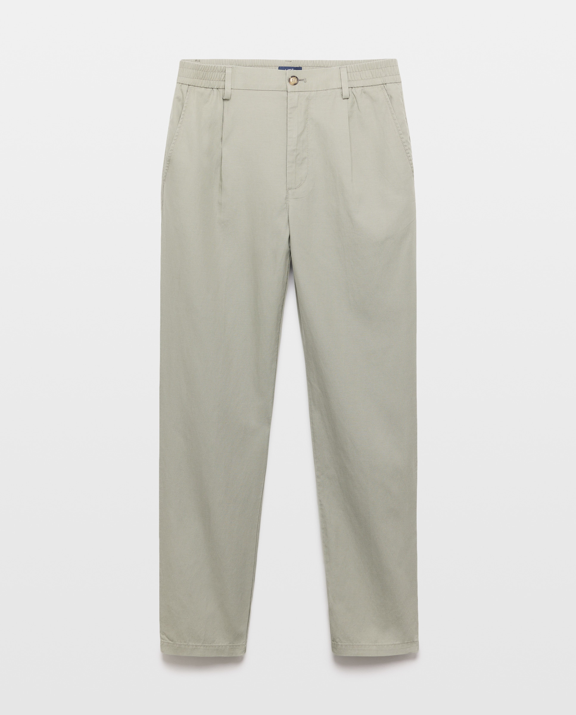 Pantalón hombre chino gomas con lino 510 Verde claro-4