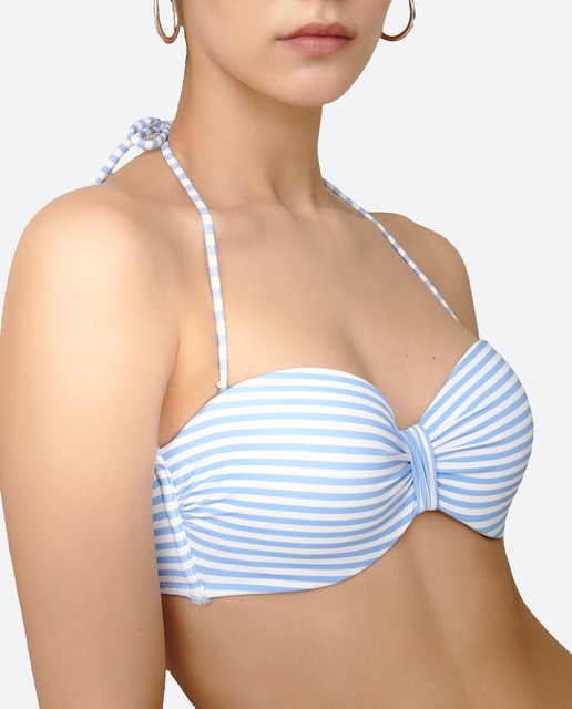 Imagen 0 de Top bikini rayas y volantes