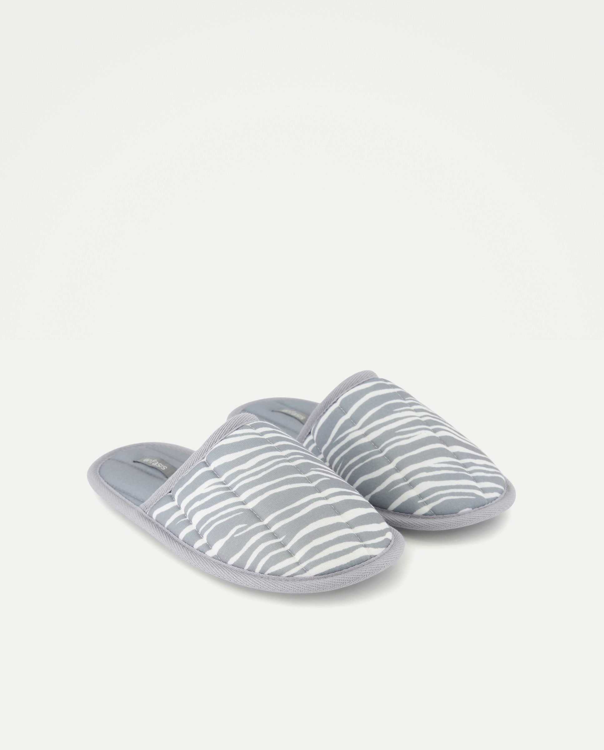 Chinelos com Animal Print de Zebra Cinzento-2