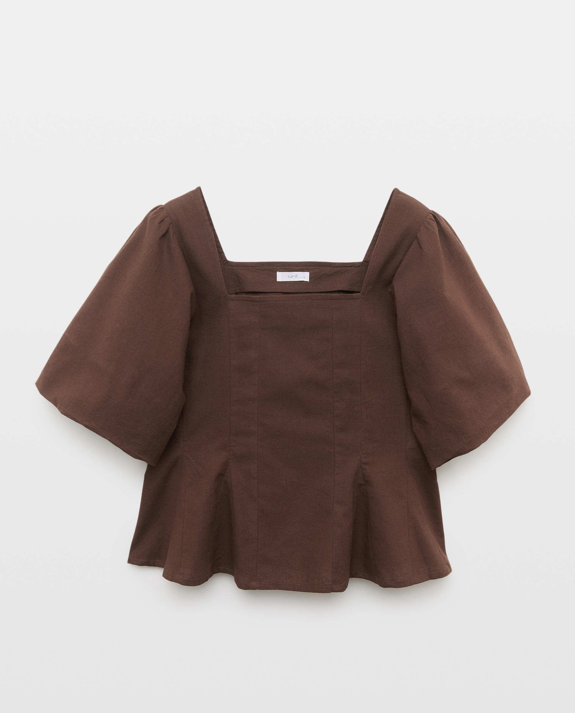 Blusa de mujer con escote cuadrado Beige-4