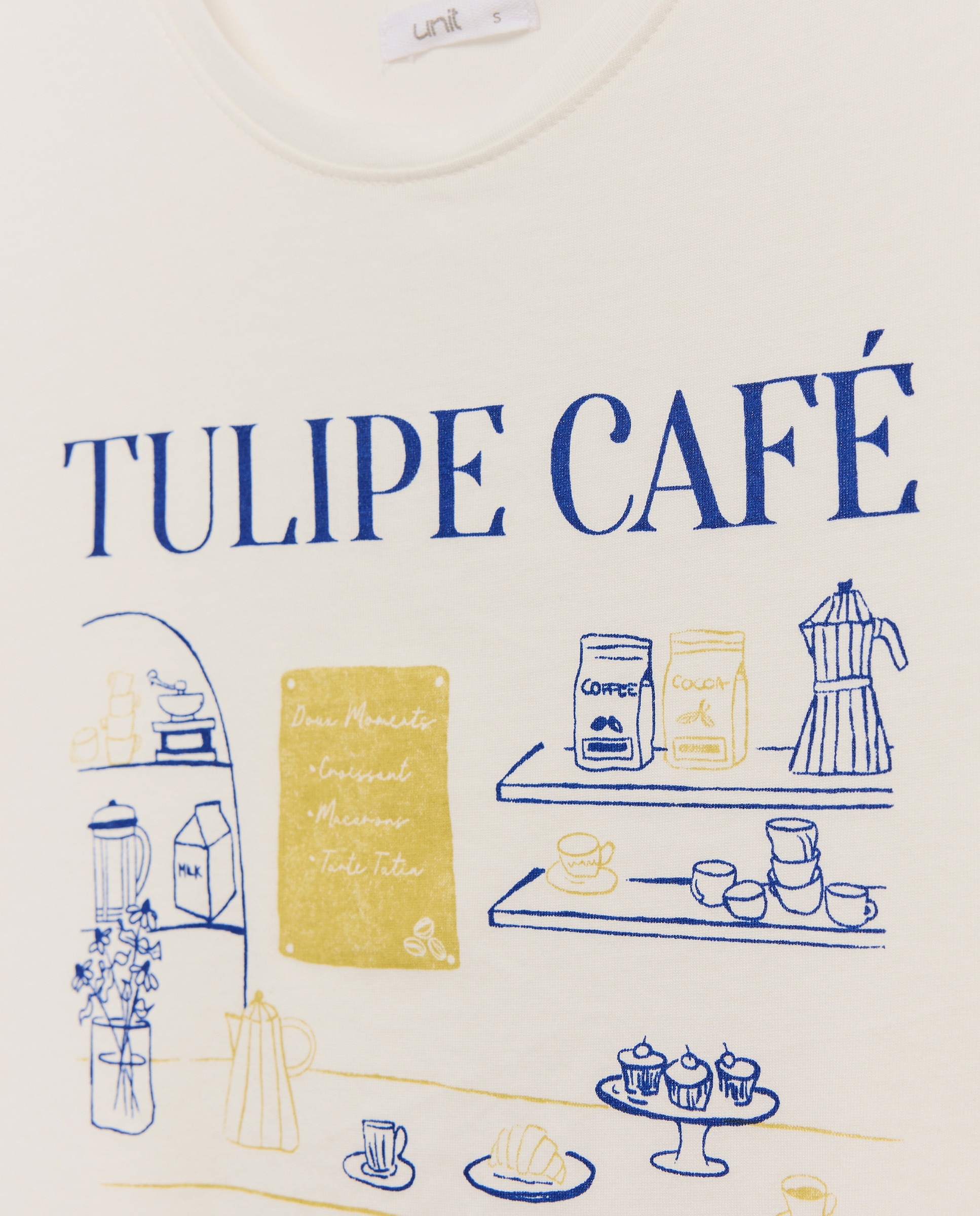 Camiseta estampada de mujer cuello caja Blanco-5